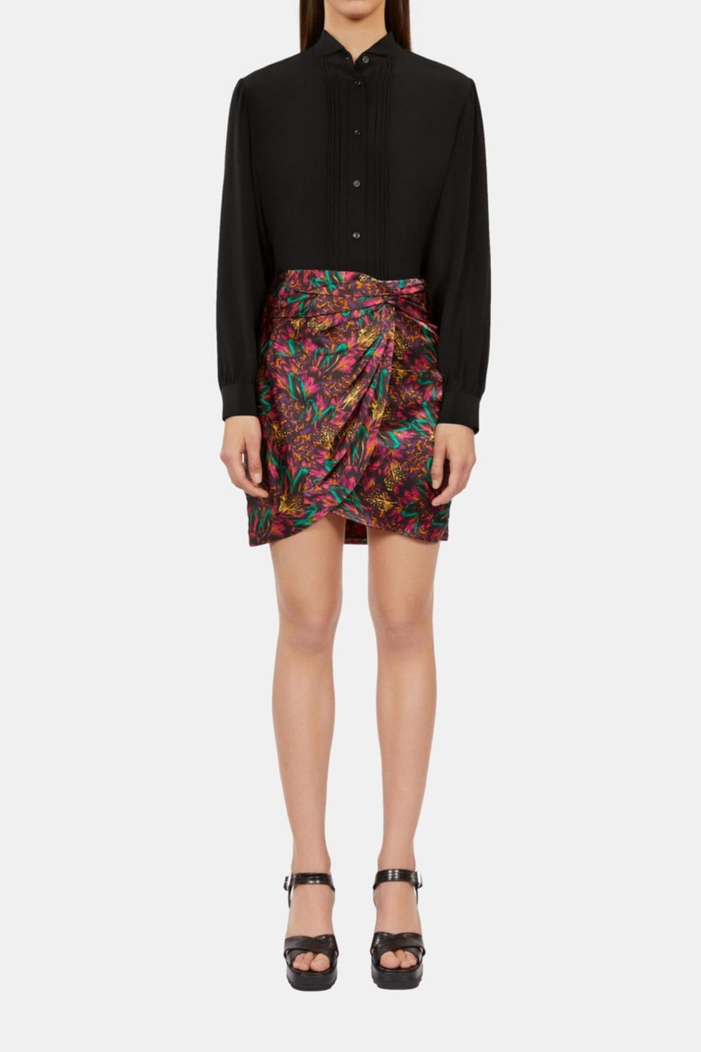 LONG-SLEEVED SHIRT WITH PLEATED DETAIL BLACK 2