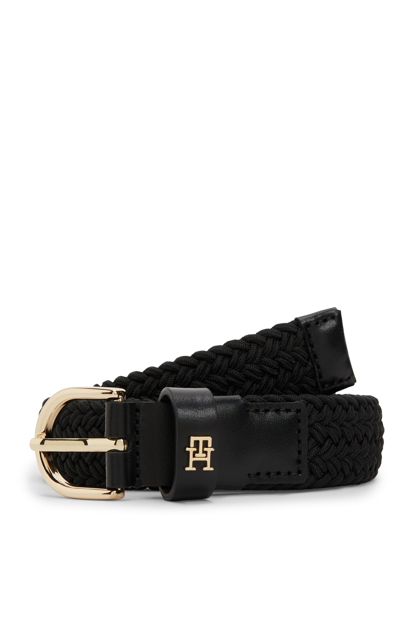 ESSENTIAL TH MONOGRAM BRAIDED ELASTIC BELT BLACK 2