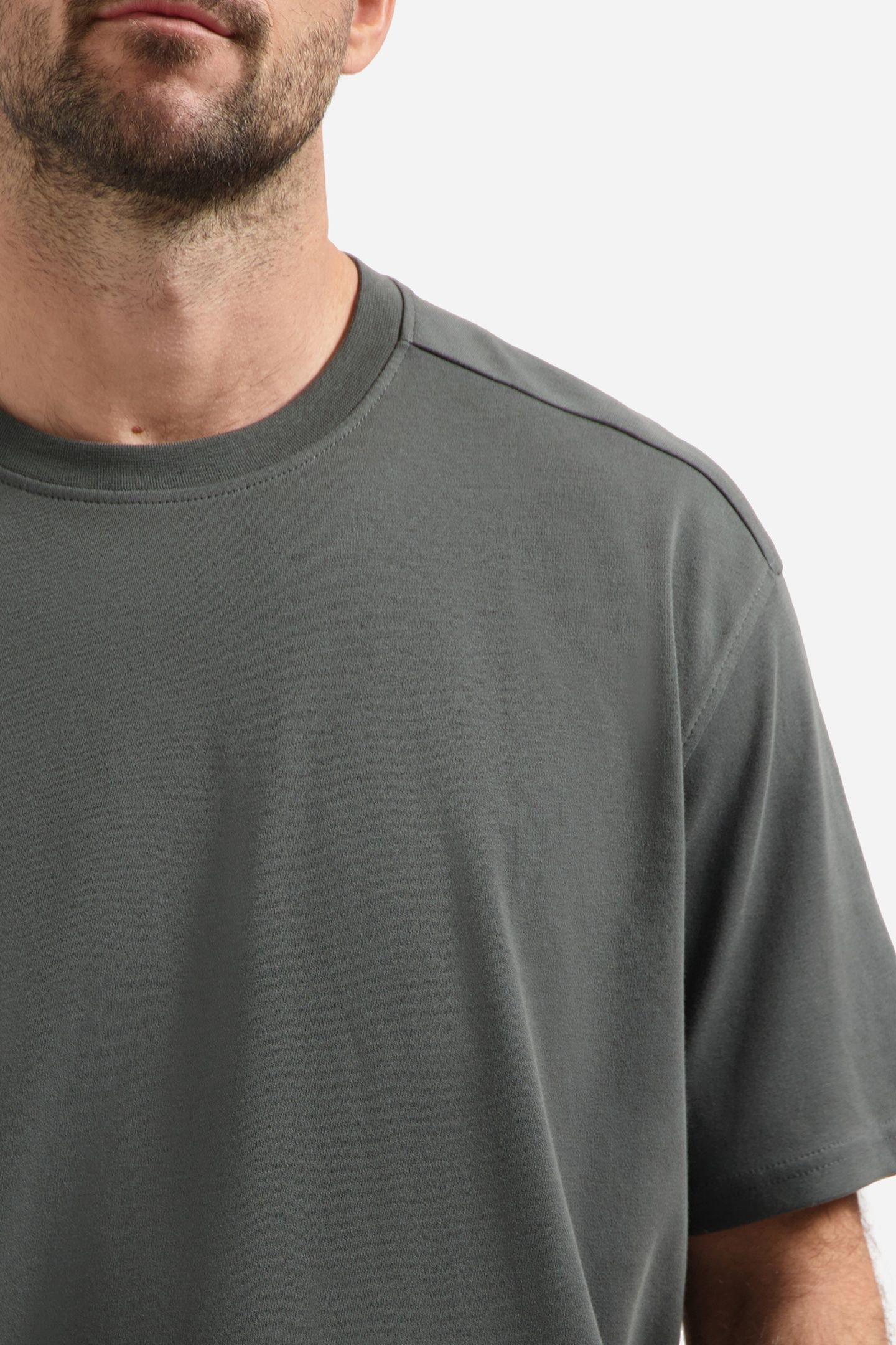 T-SHIRT CREWNECK SOLID HEAVY INTERLOCK DARK STEEL 6