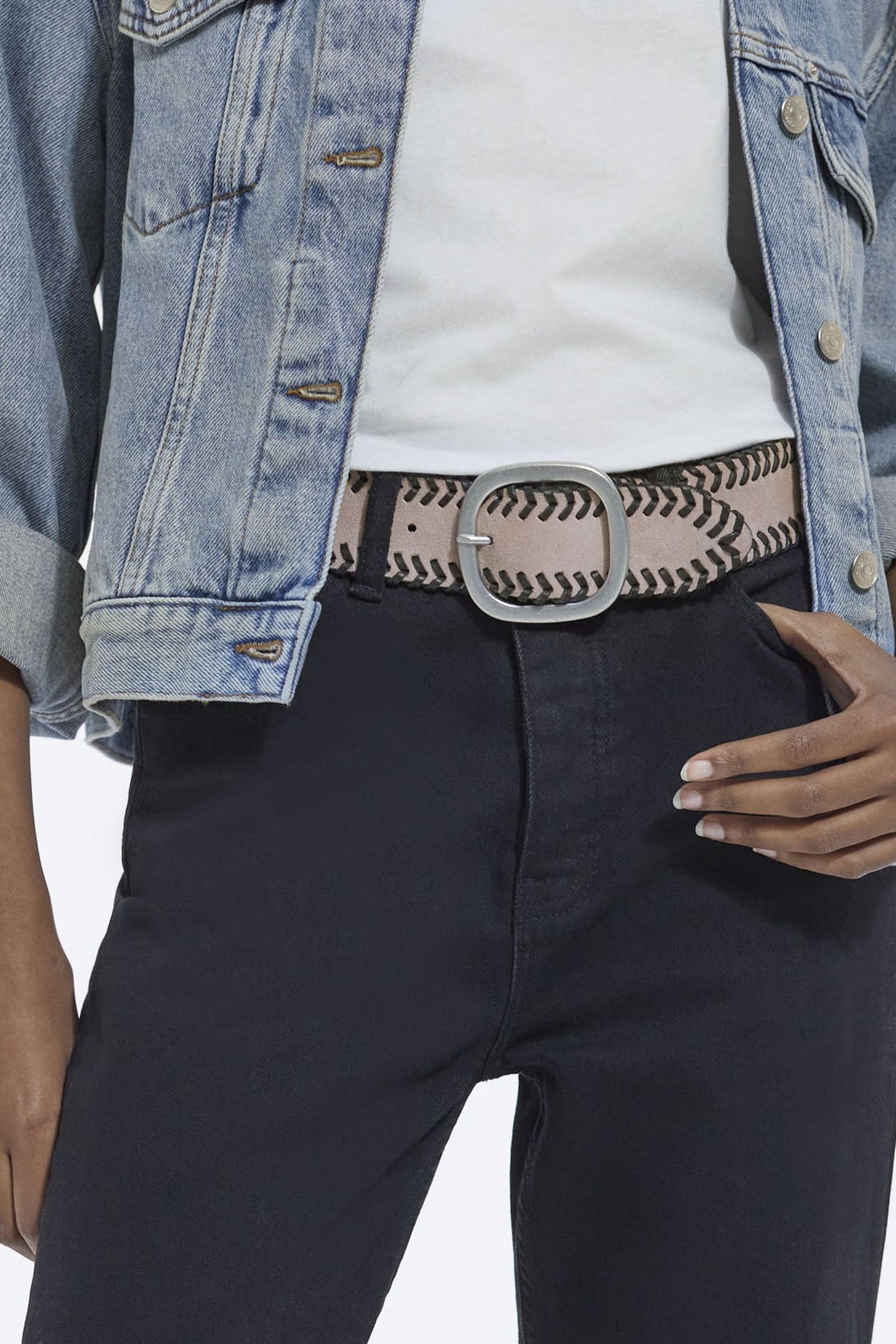 SUEDE BELT WITH BRAID PINK 4