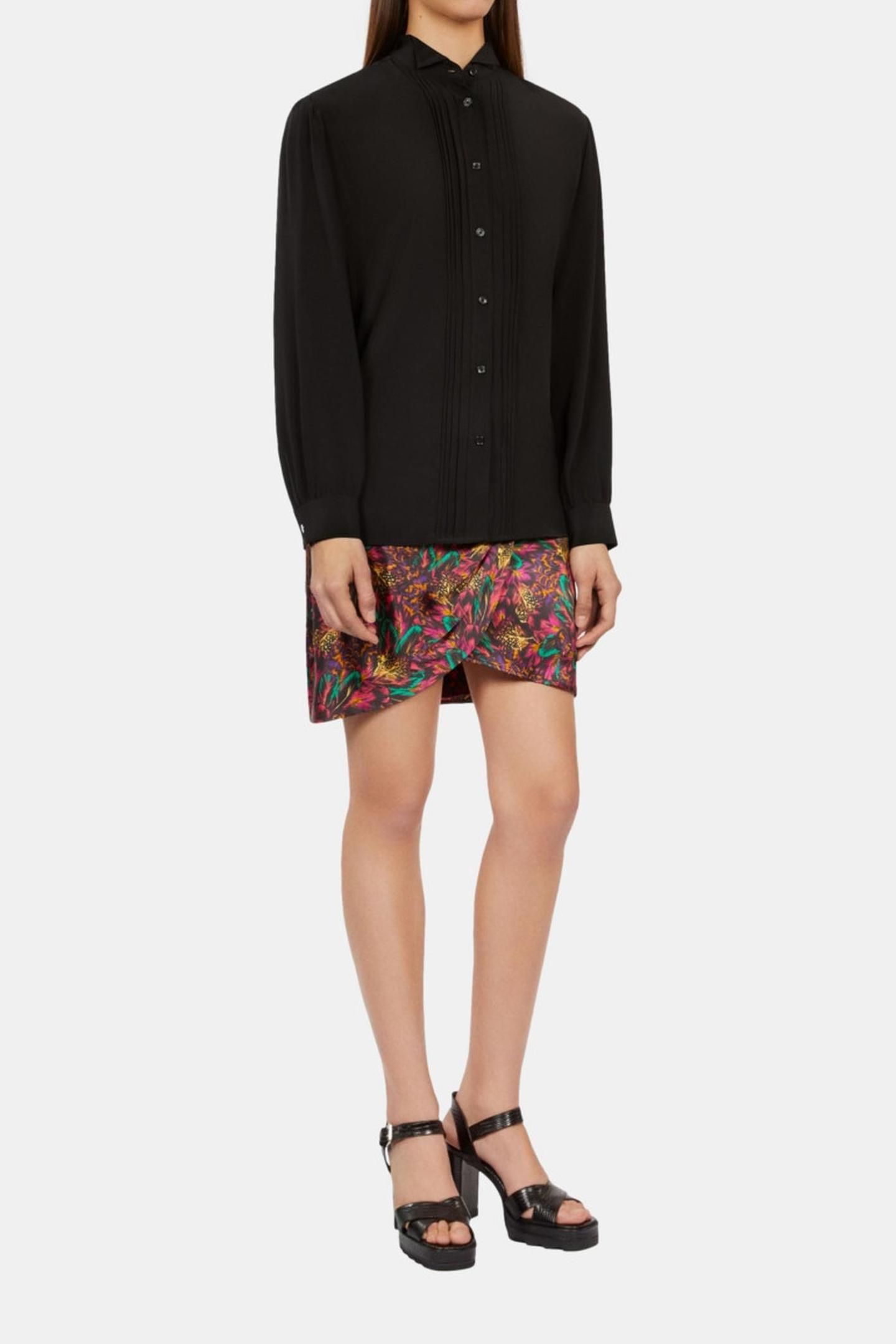 LONG-SLEEVED SHIRT WITH PLEATED DETAIL BLACK 1