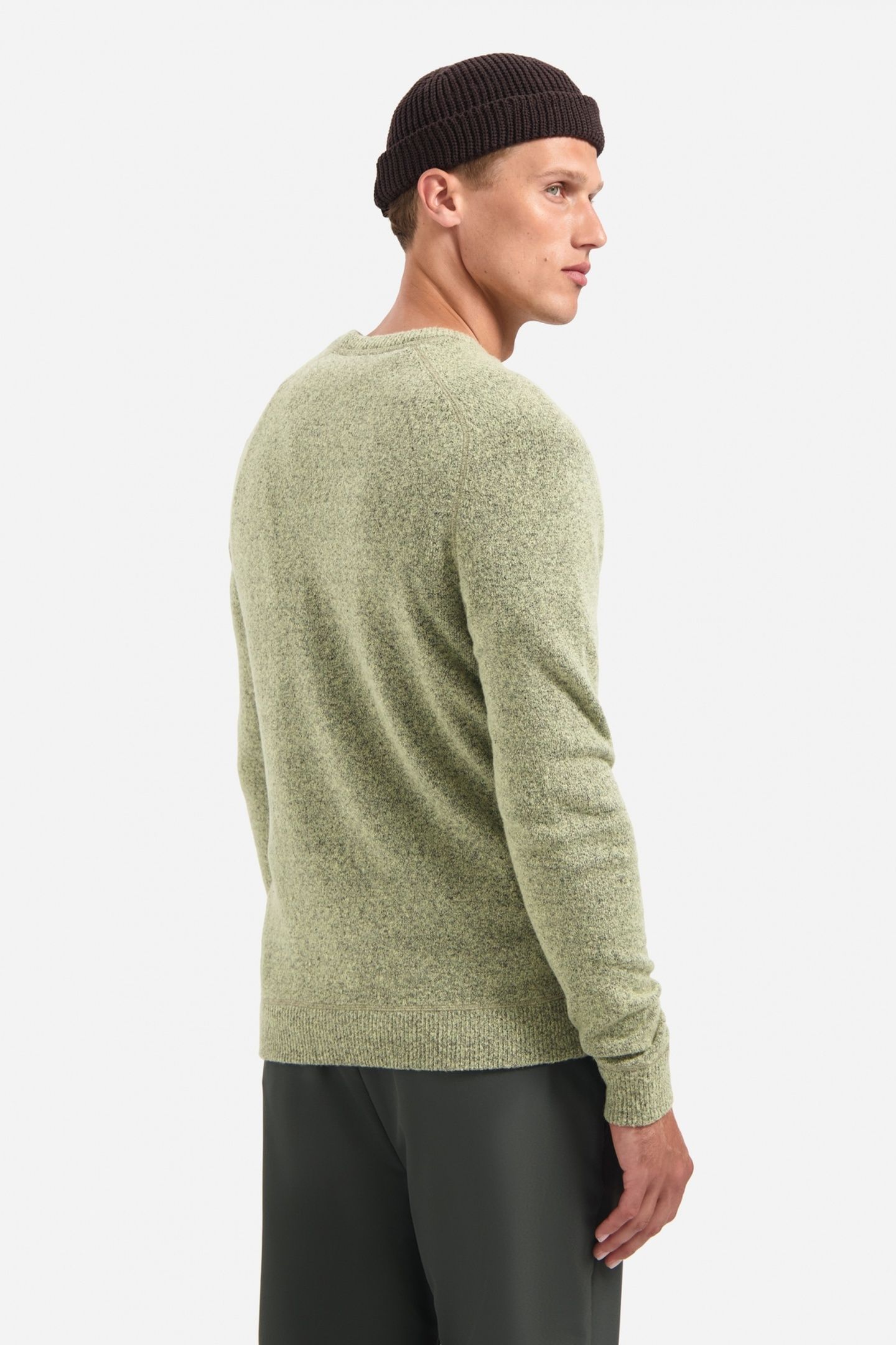PULLOVER CREWNECK SOFT WOOL BLEND LIGHT MOSS 3