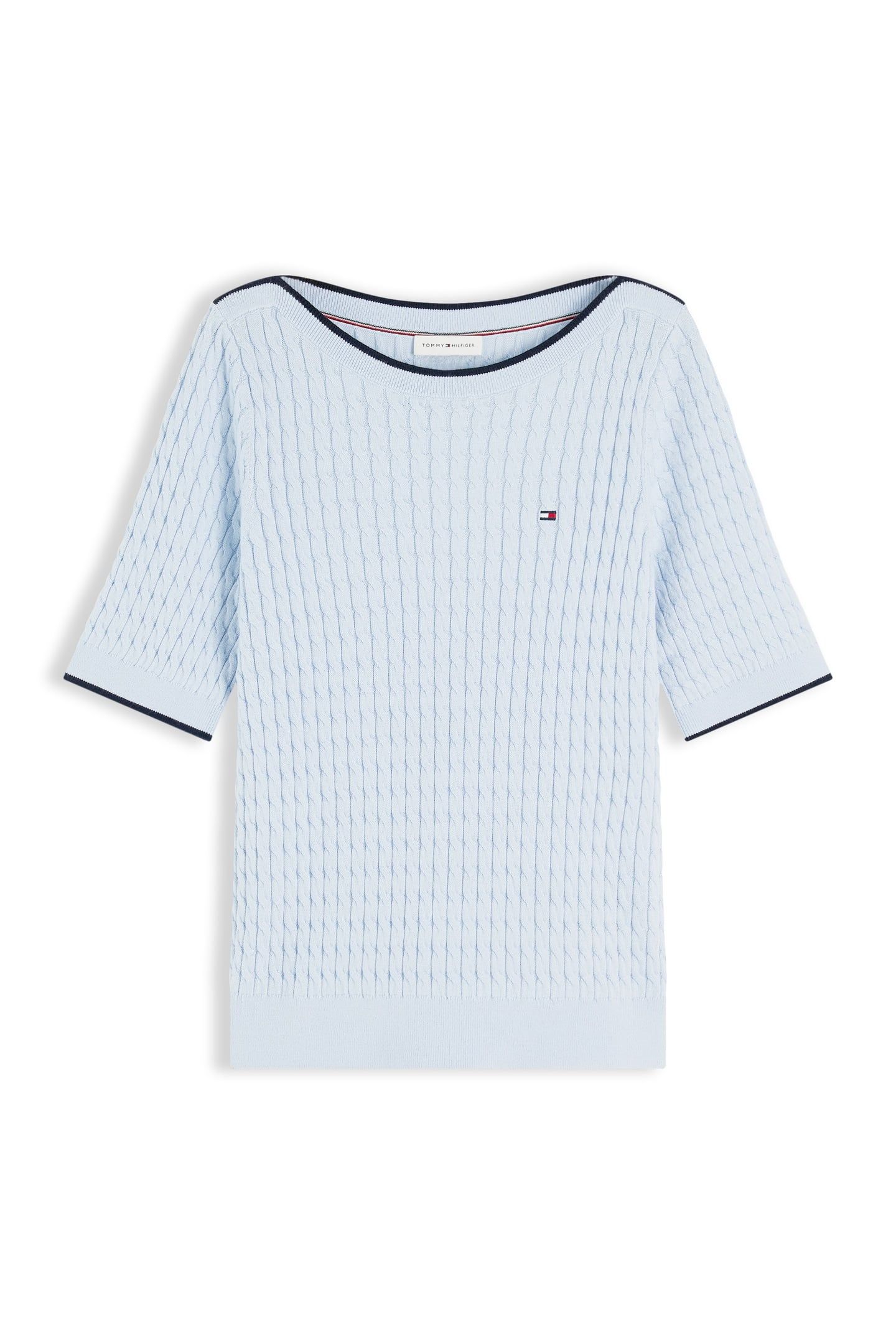 FINE CABLE BOAT NECK TOP BREEZY BLUE 4