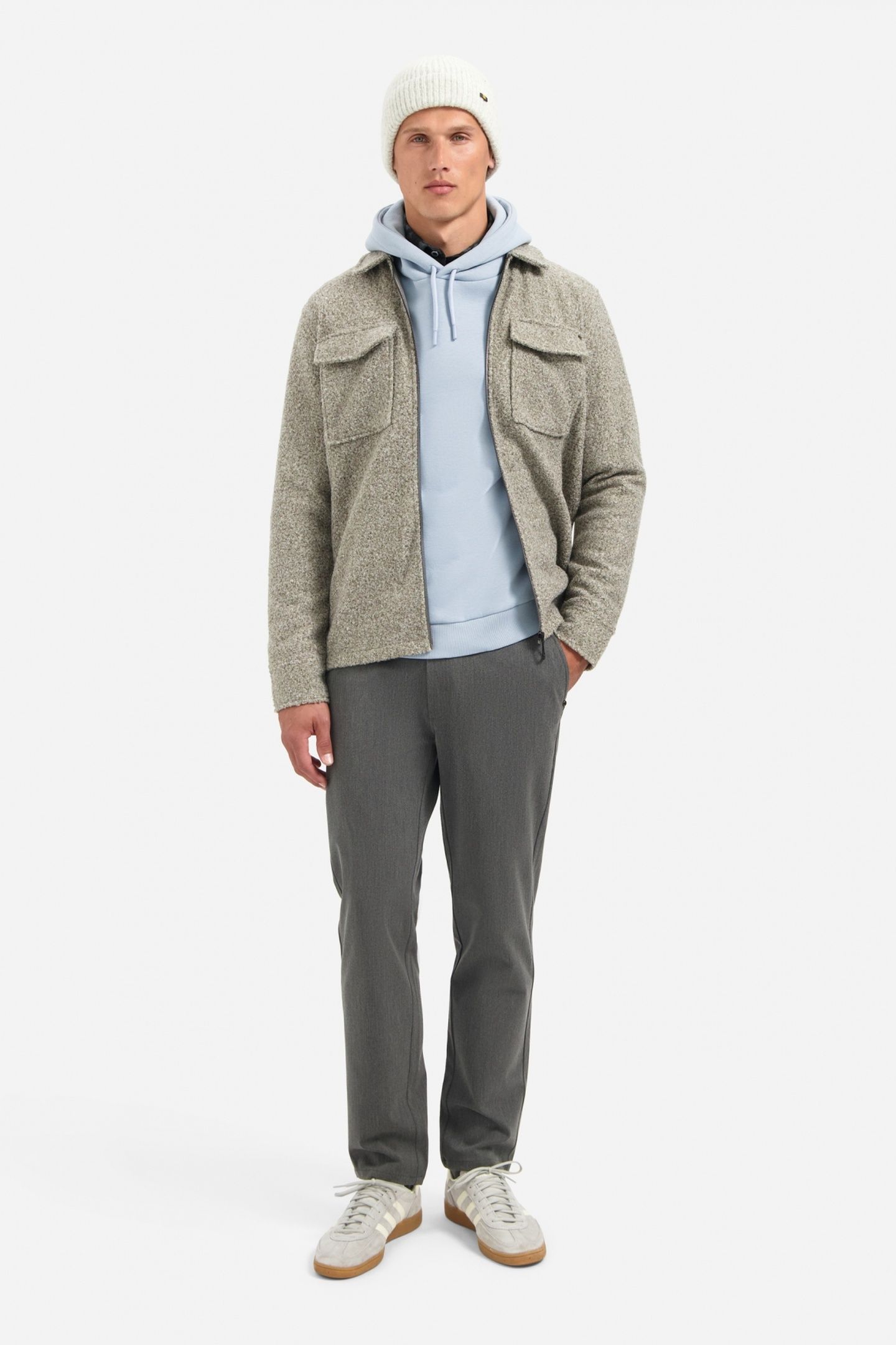 SWEATER HOODED BRUSHED DUSTY BLUE 1