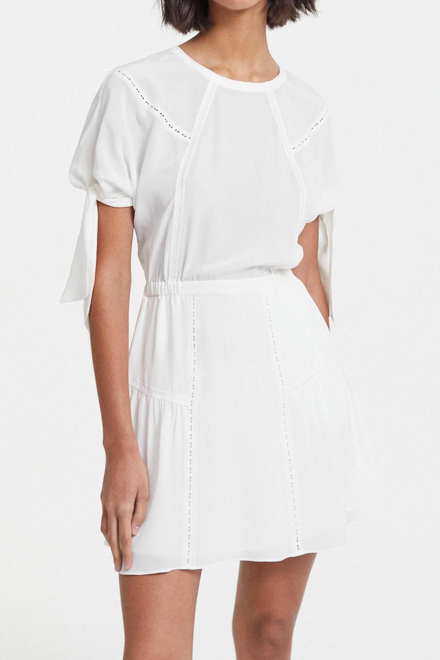 SHORT DRESS WITH SHORT-SLEEVED BRAIDS OFF WHITE 2