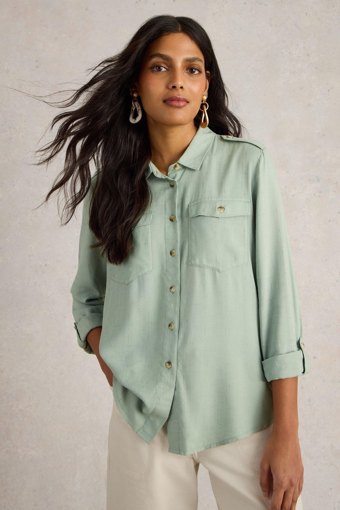 MISHA UTILITY SHIRT LIGHT GREEN 1
