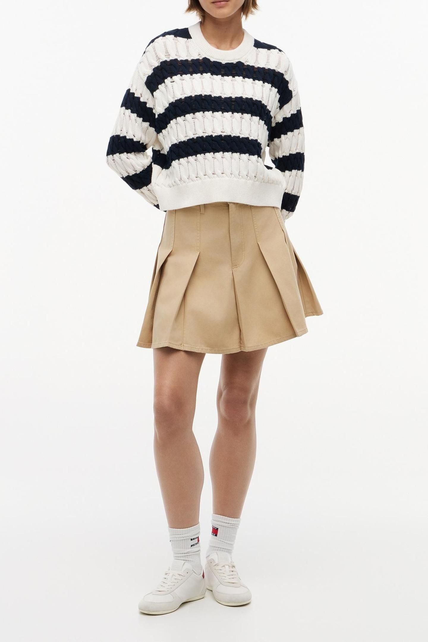 LOOSE CABLE SWEATER DARK NIGHT NAVY/STRIPE 3