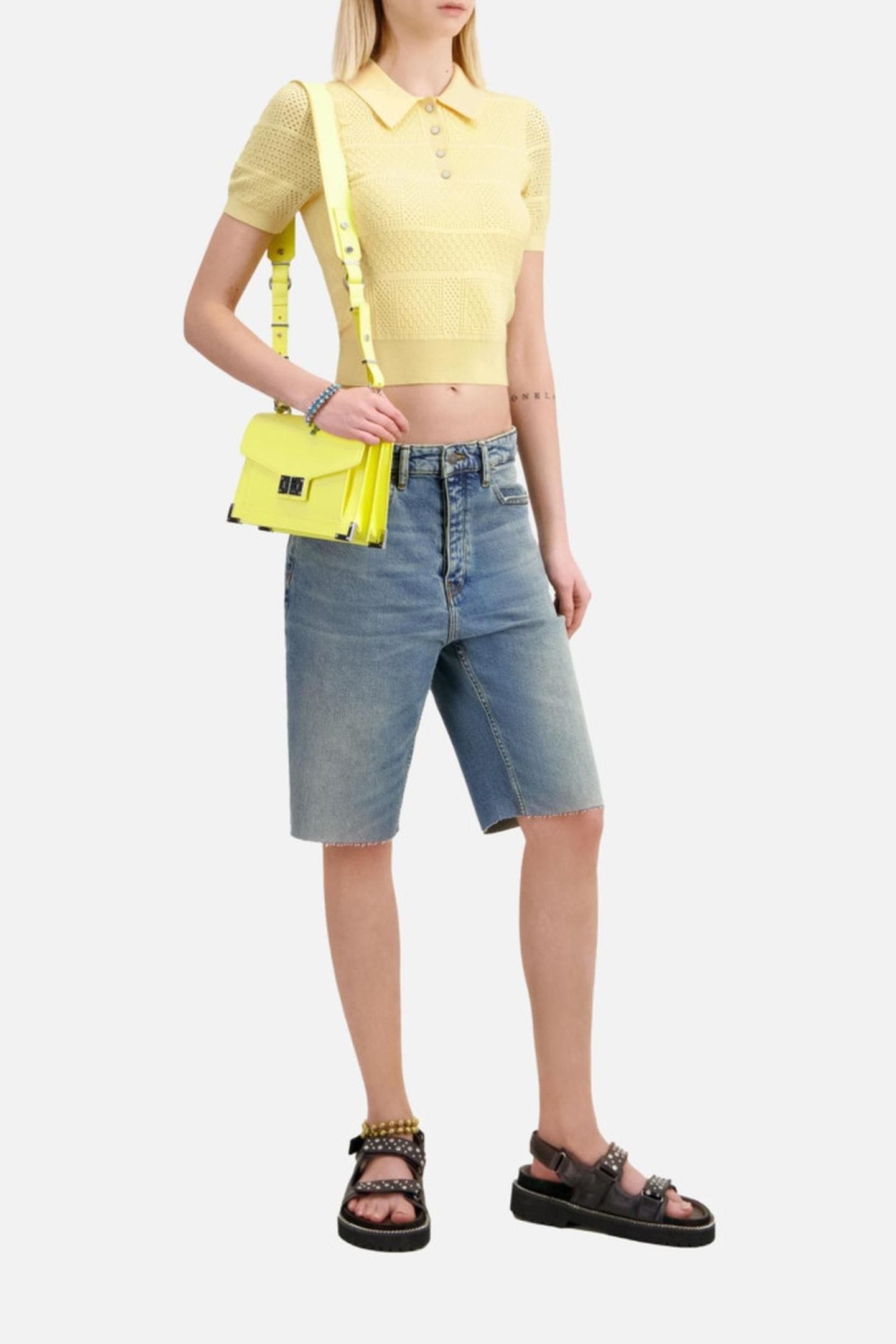 SHORT-SLEEVED POLO SHIRT W PATCHWORK OF DOTS MELLOW YELLOW 3