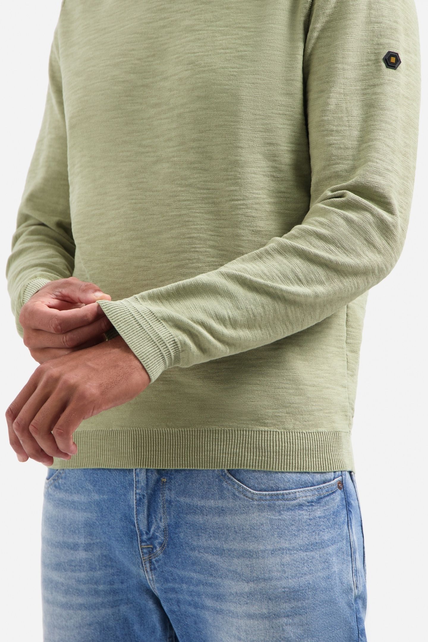PULLOVER CREWNECK GARMENT DYED + STONE WASHED LIGHT MOSS 7