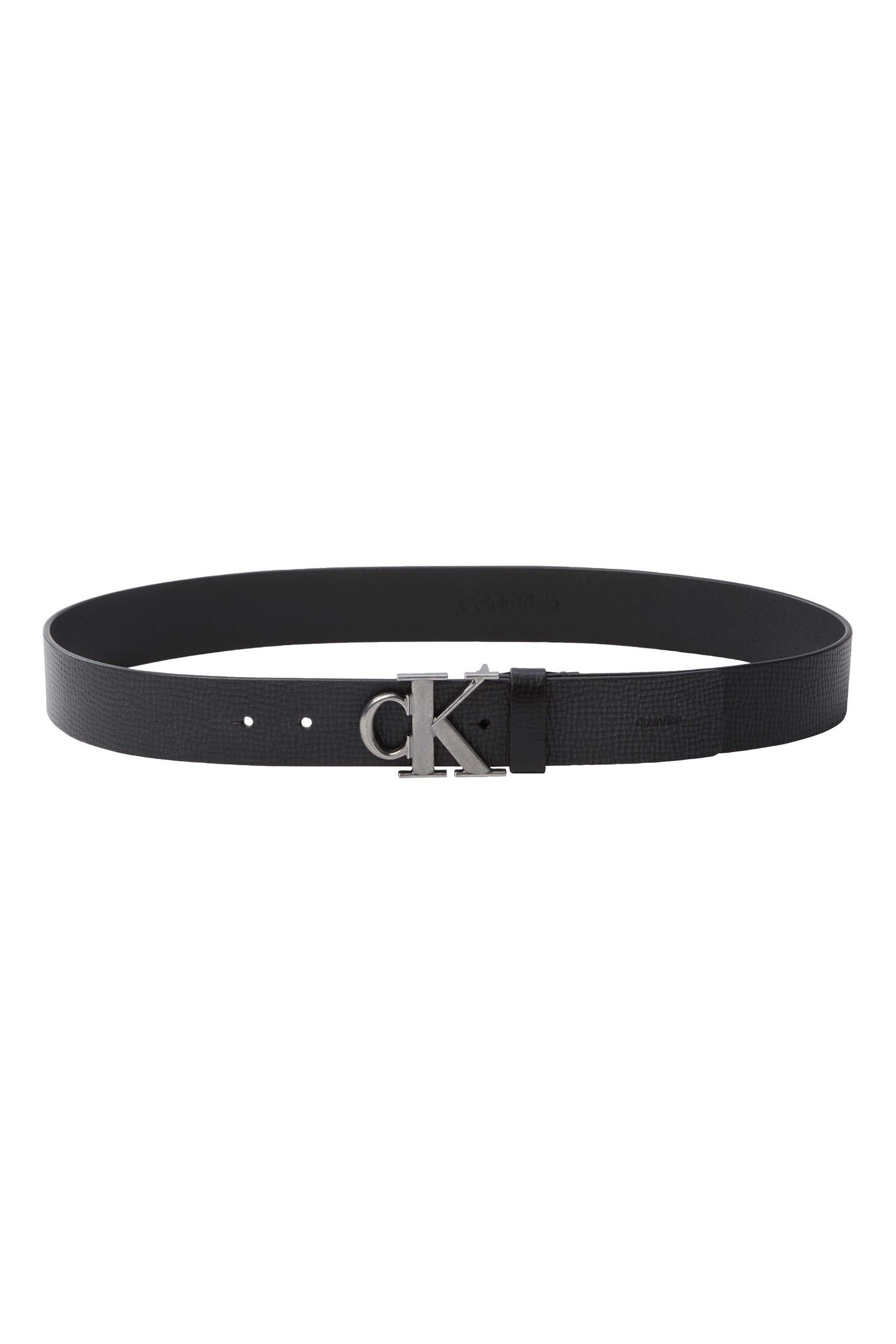 CK BUCKLE 40MM FIXED BELT BLACK/ANTIQUE SILVER 2