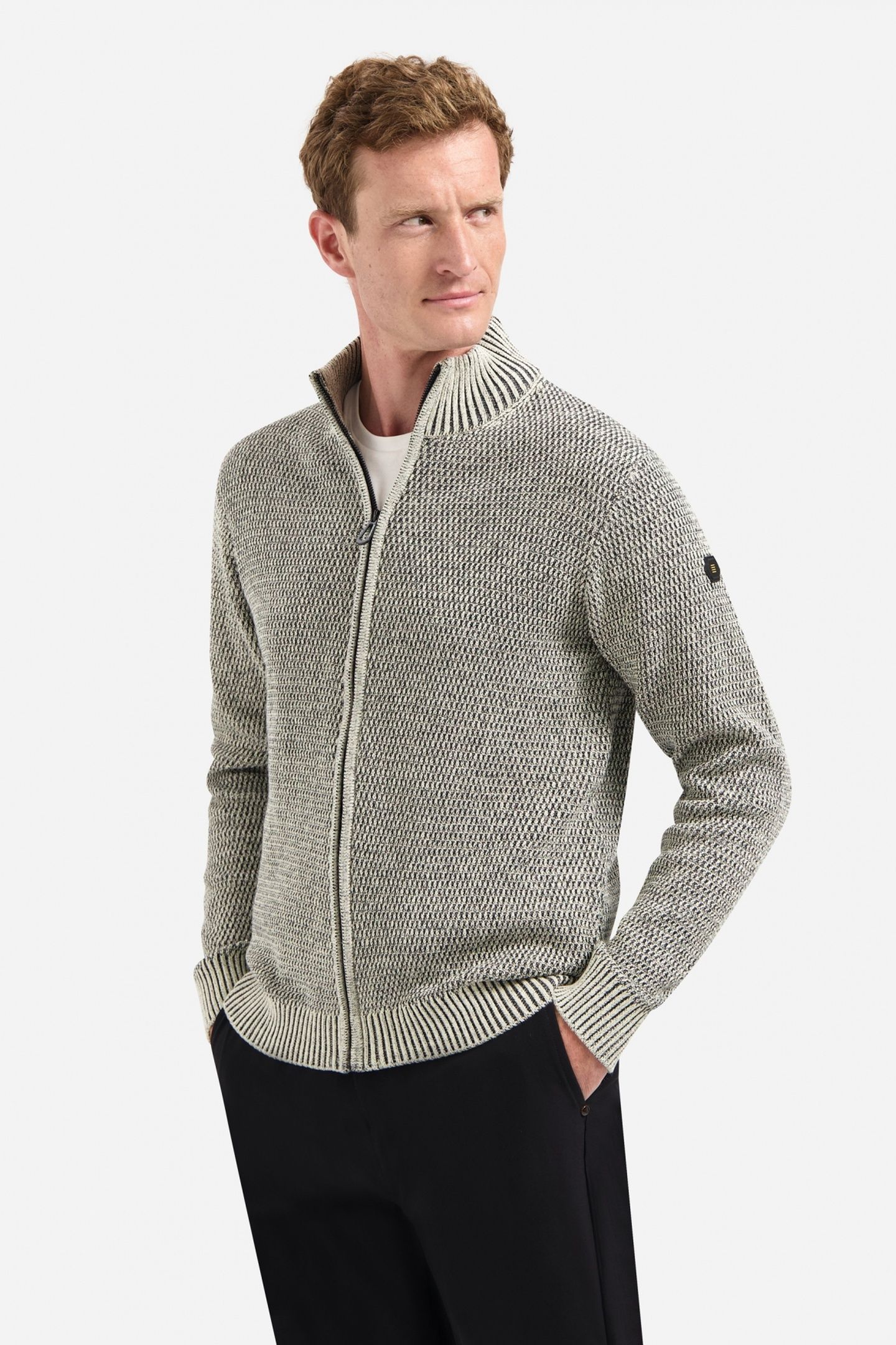 CARDIGAN 2 COLOURED MELANGE STONE 3