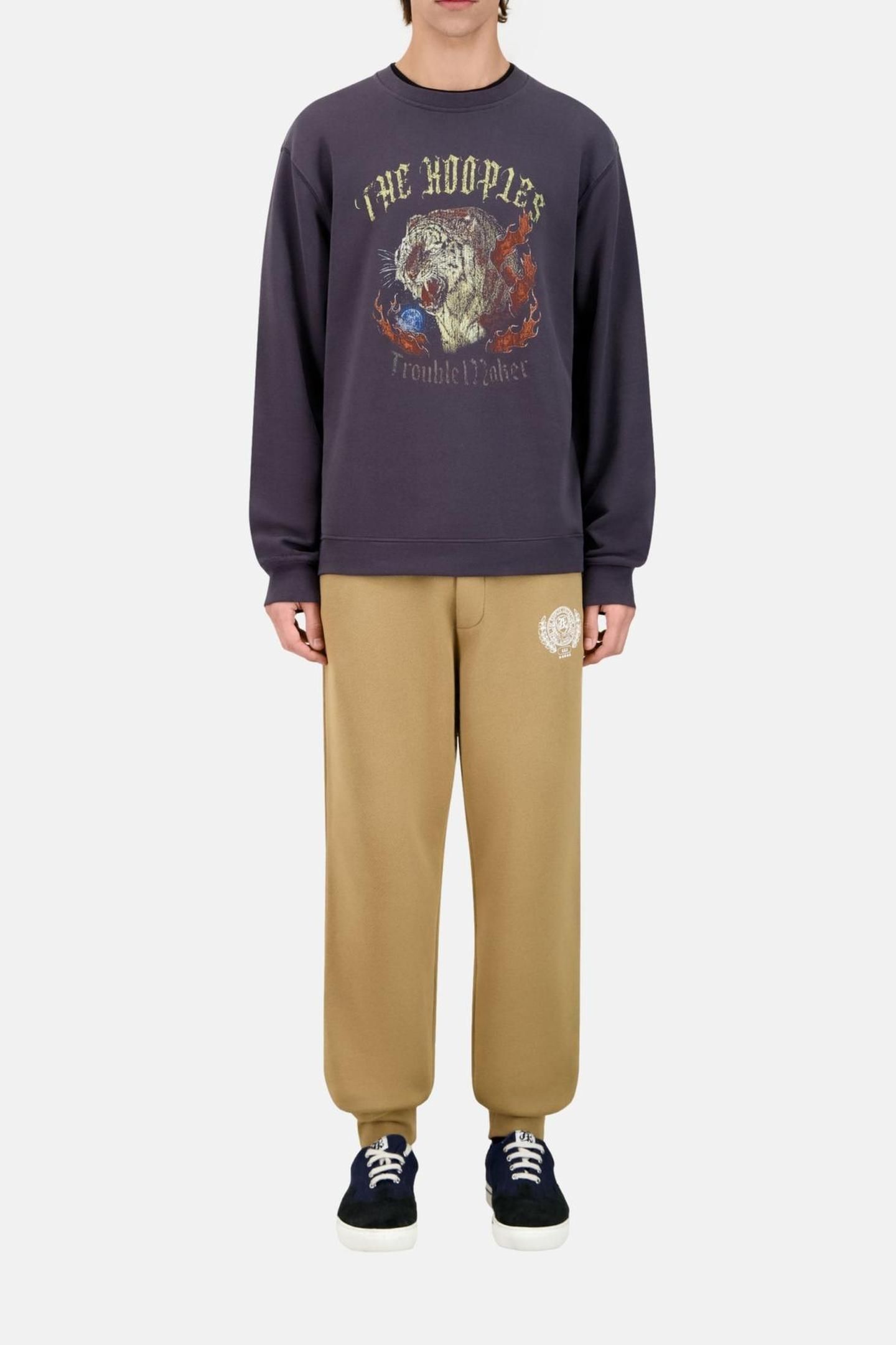 HOODLESS SWEATSHIRT WITH TIGER PRINT ON THE FRONT CARBONE 2