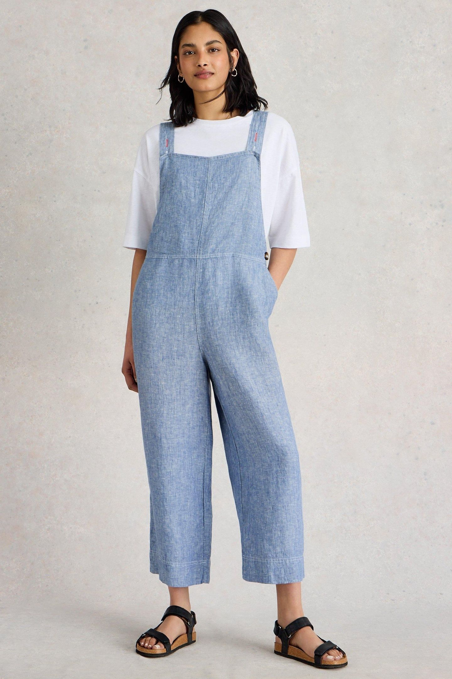 VIVIAN LINEN DUNGAREE CHAMBRAY BLUE 3