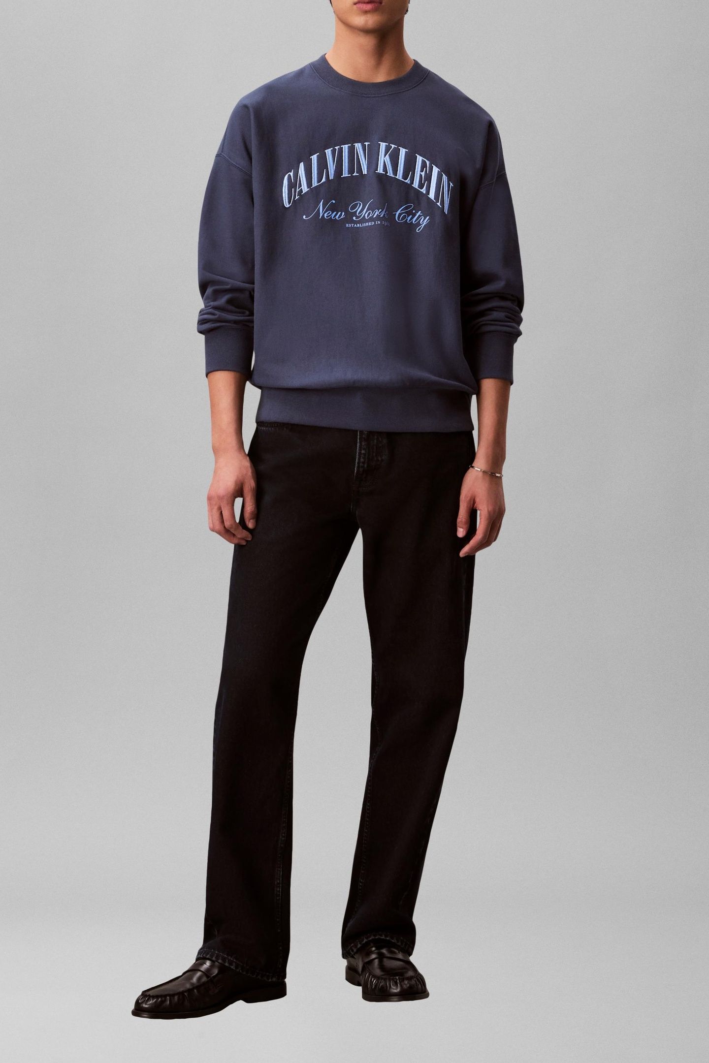LONG SLEEVE PREMIUM TERRY CALVIN LOGO DARK DENIM 6