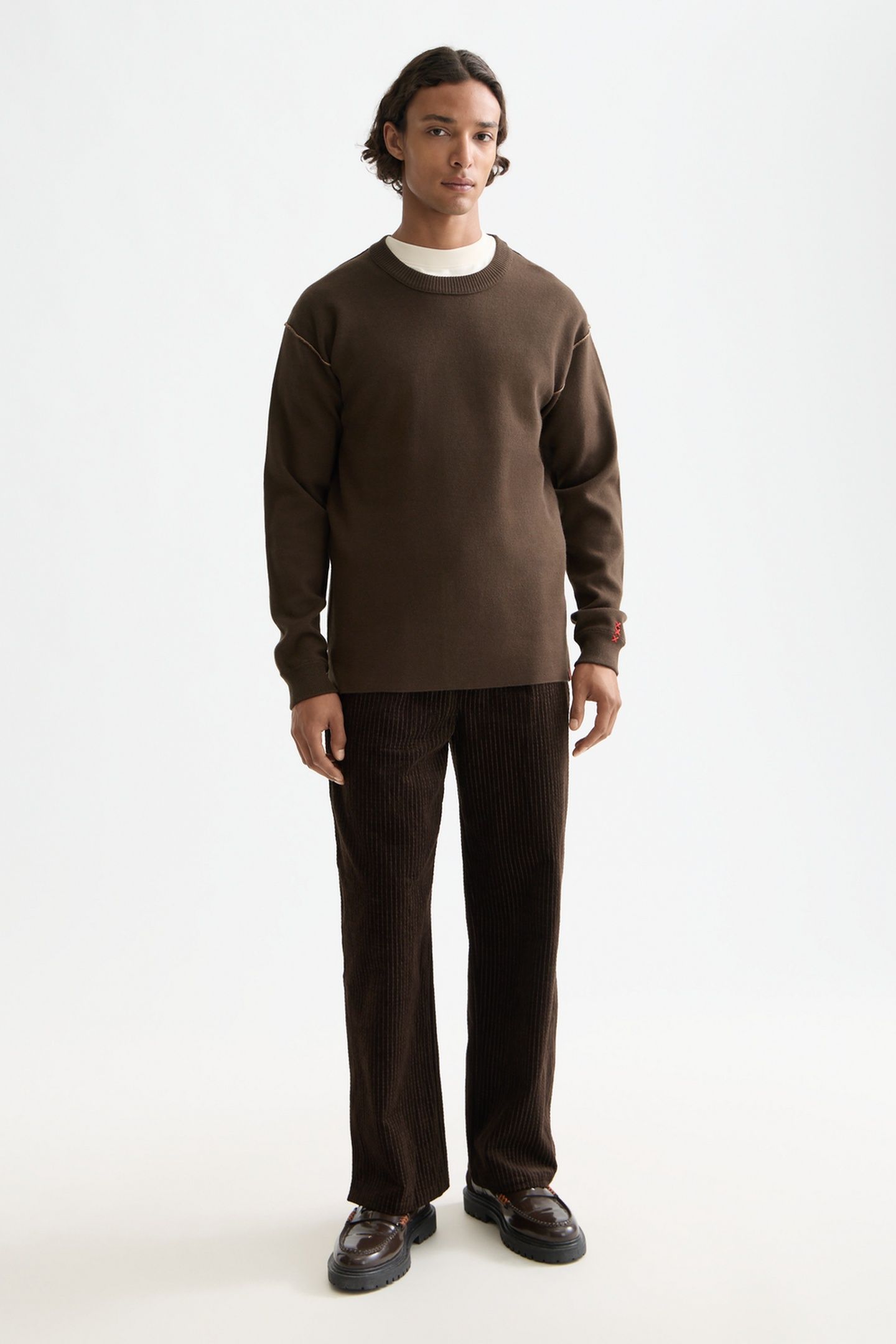 MERINO DOUBLE FACE DROPPED SHOULDER CREWNECK DEMITASSE 2