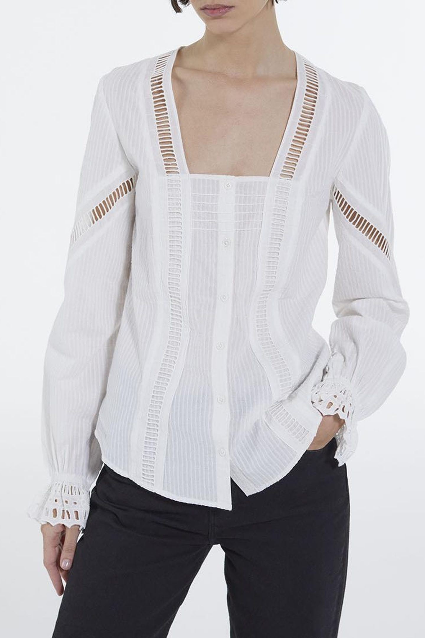 LACE TOP WITH LONG PUFFY SLEEVES OFF WHITE 1