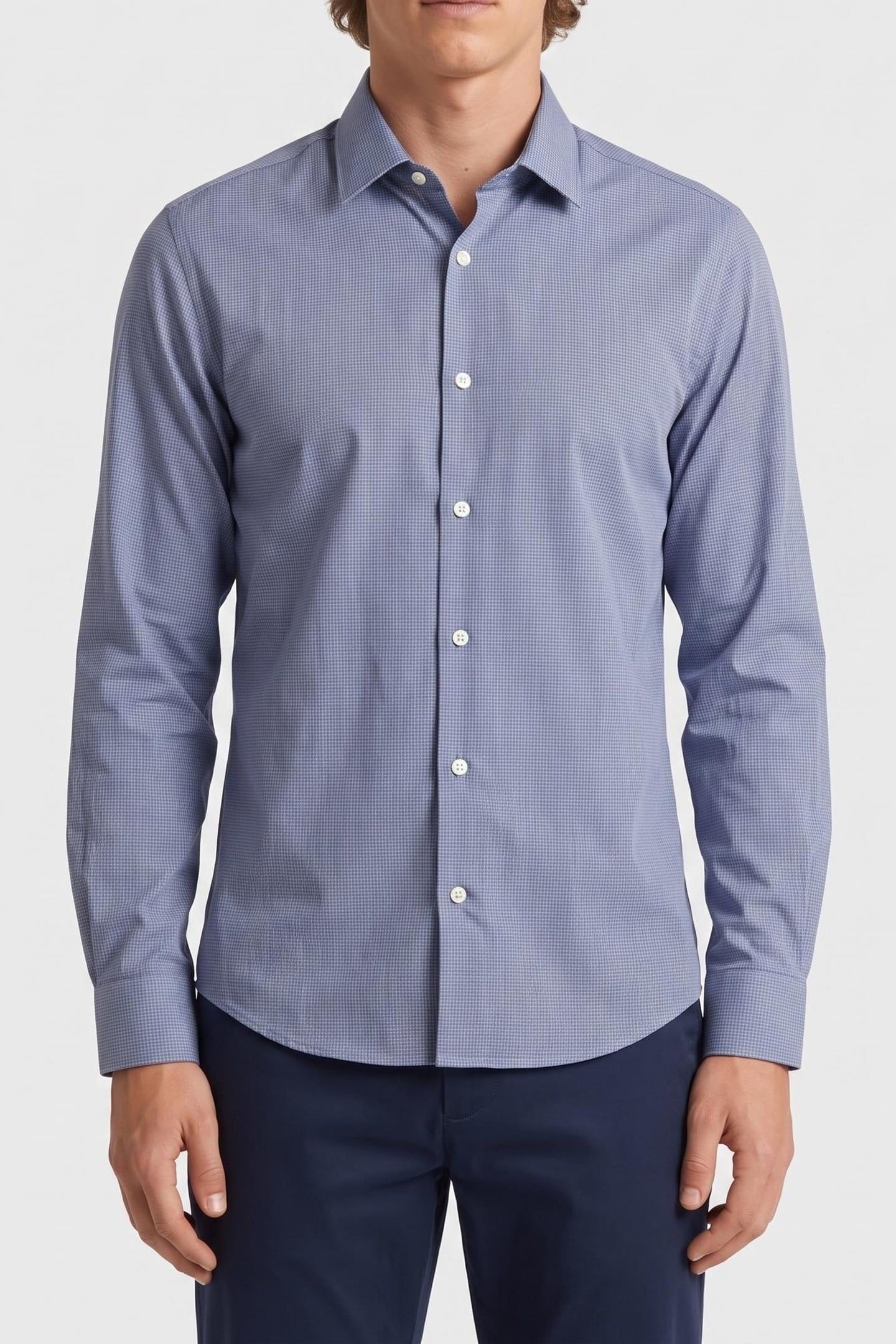 SLIM MULTI COTTON SHIRT NAVY 1