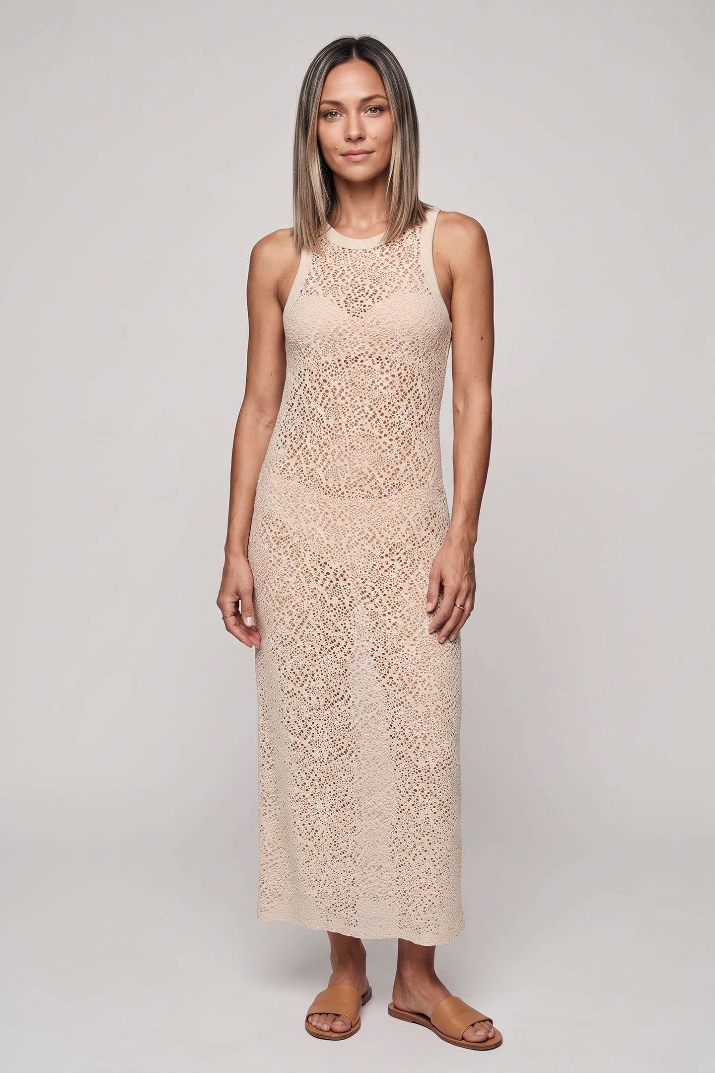 PRESS MERRICK LACE DRESS BEIGE 1