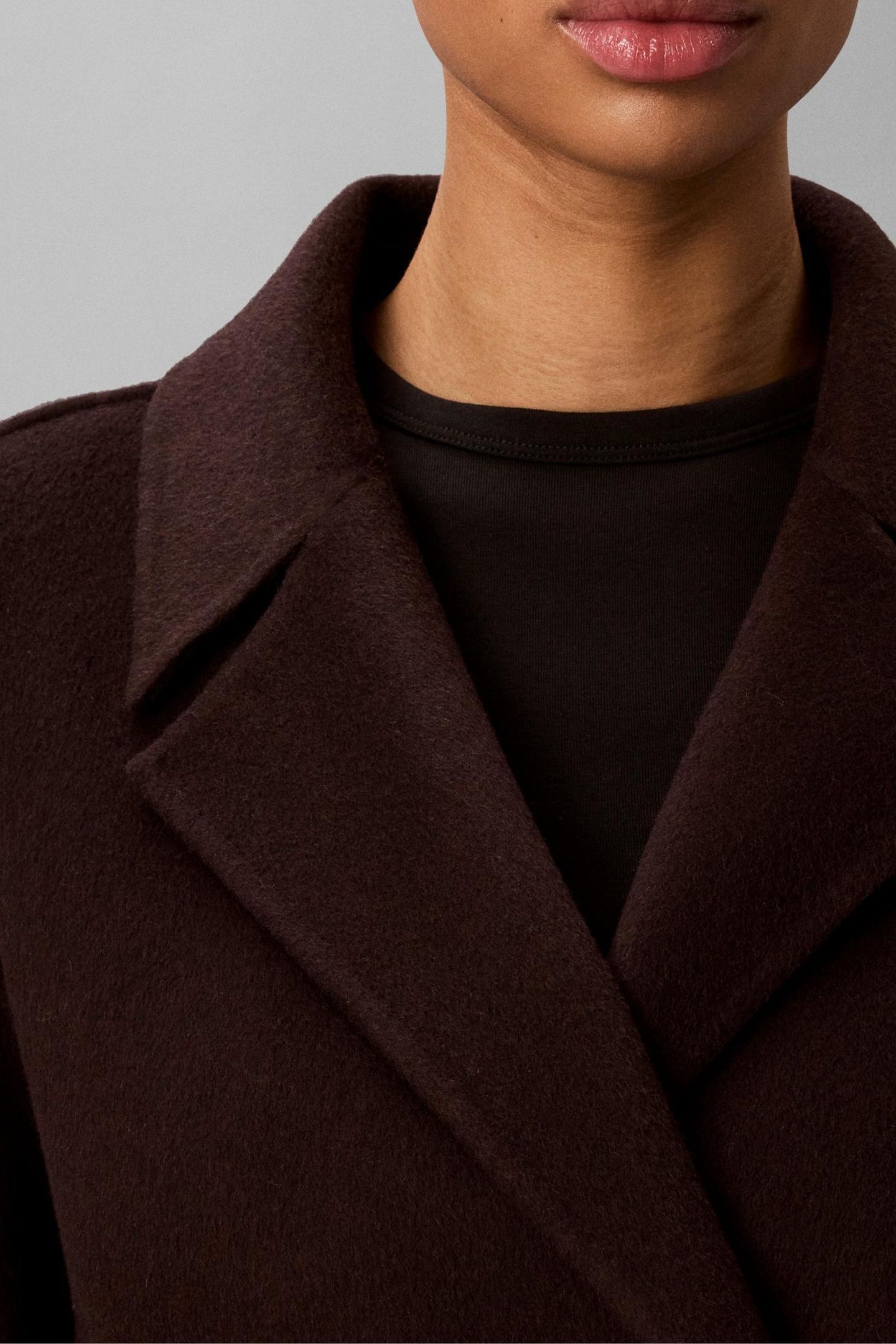 CLASSIC DOUBLE-FACE WOOL WRAP COAT DARK BROWN 5
