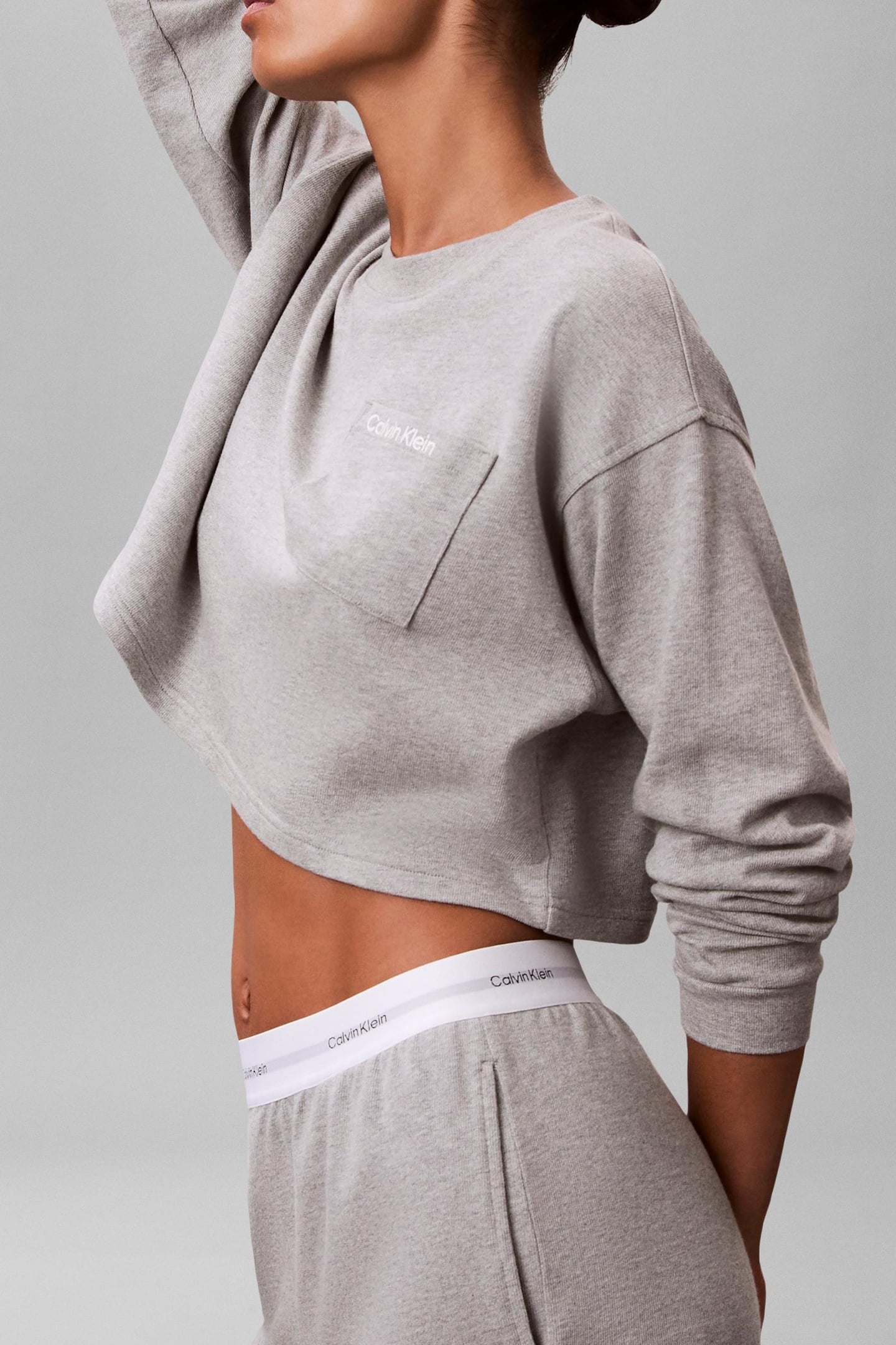 LOGO JERSEY LONG SLEEVE CROP GREY HEATHER 3