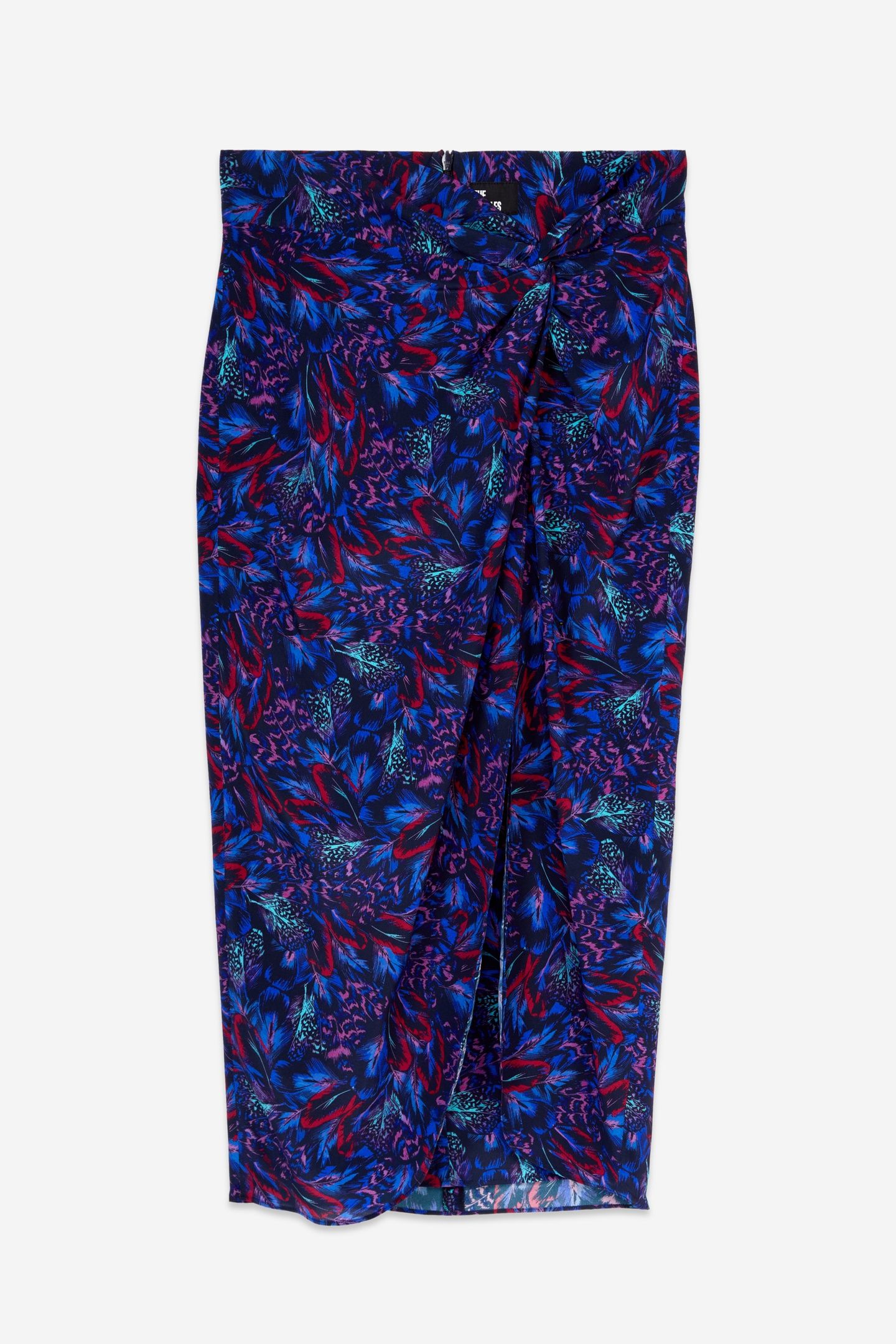 TIED MIDI SKIRT BLUE RED 5