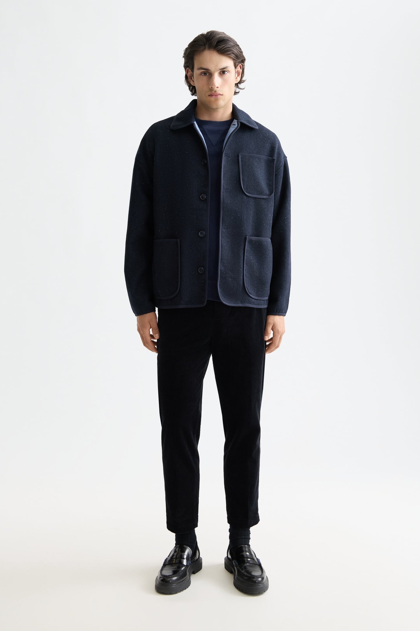 DOUBLE-FACED WOOL-BLEND OVERSHIRT SKY CAPTAIN 1