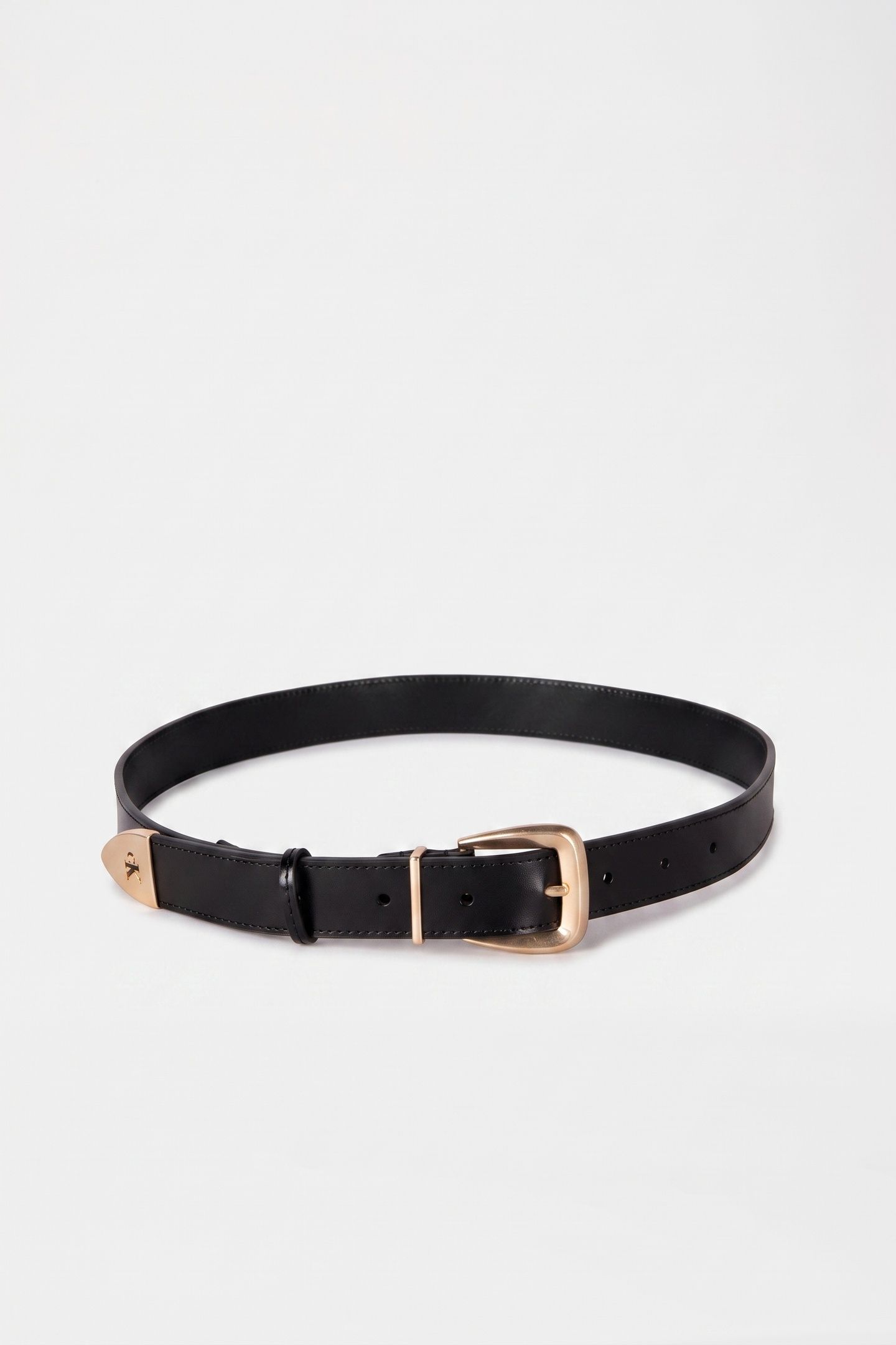 HARDWARE END TIP BUCKLE BELT BLACK/ANTIQUE LIGHT GOLD 2