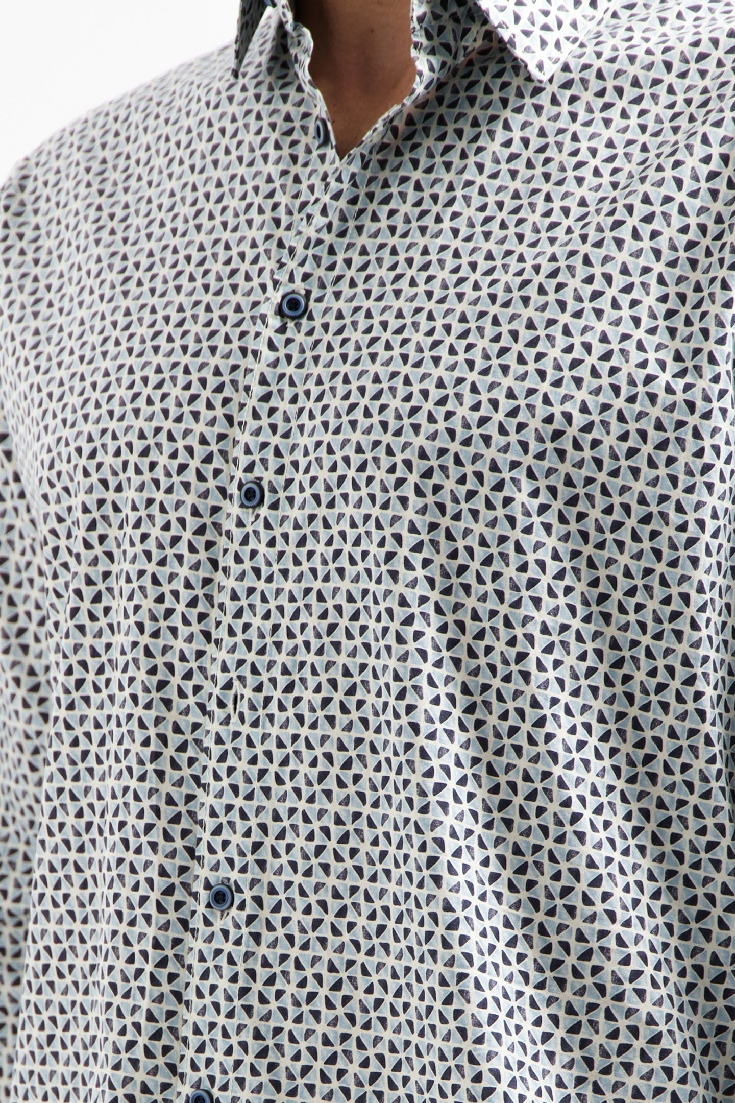 SHIRT STRETCH ALLOVER PRINTED DUSTY BLUE 7
