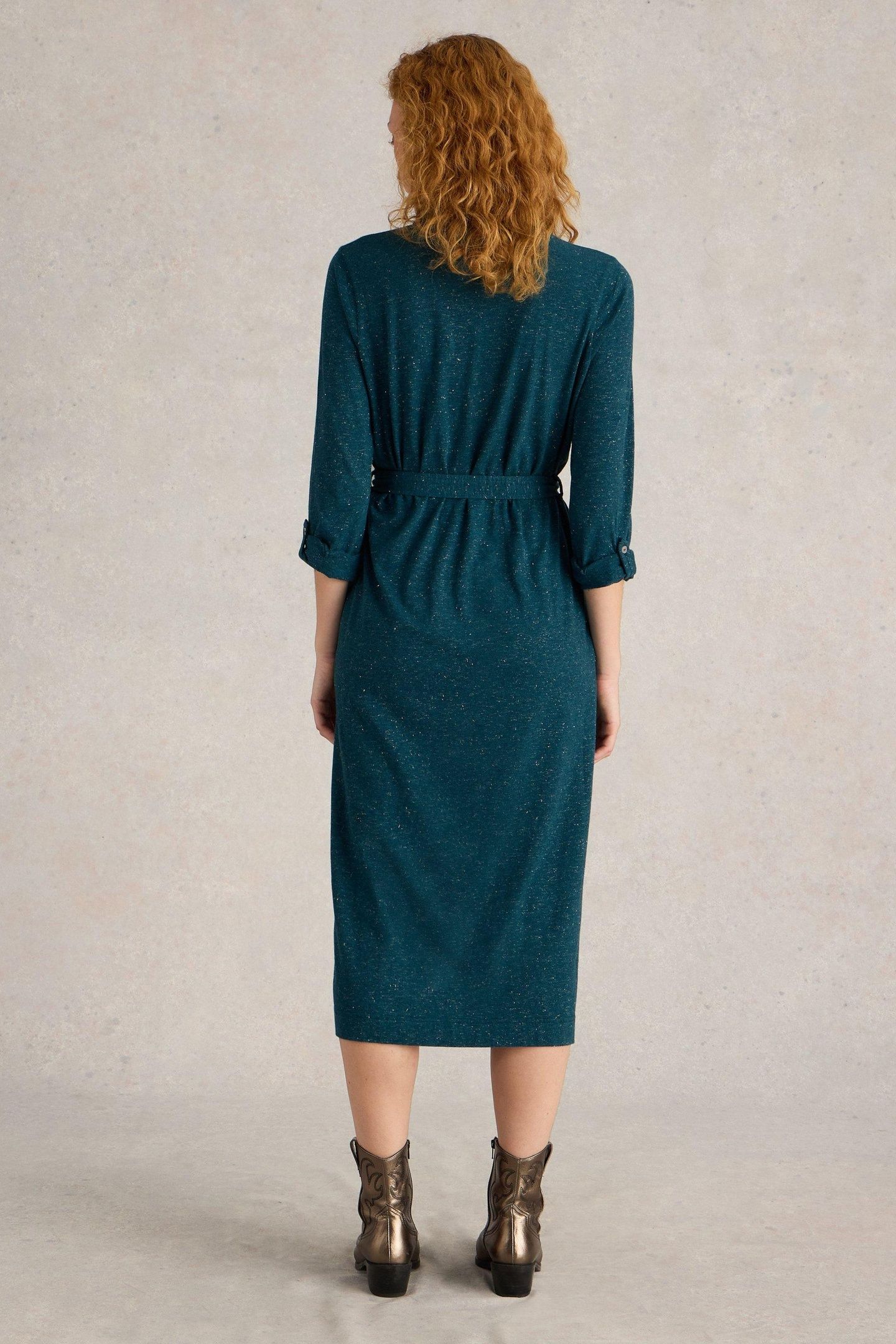 ANNIE SPARKLE JERSEY DRESS TEAL MULTI 3
