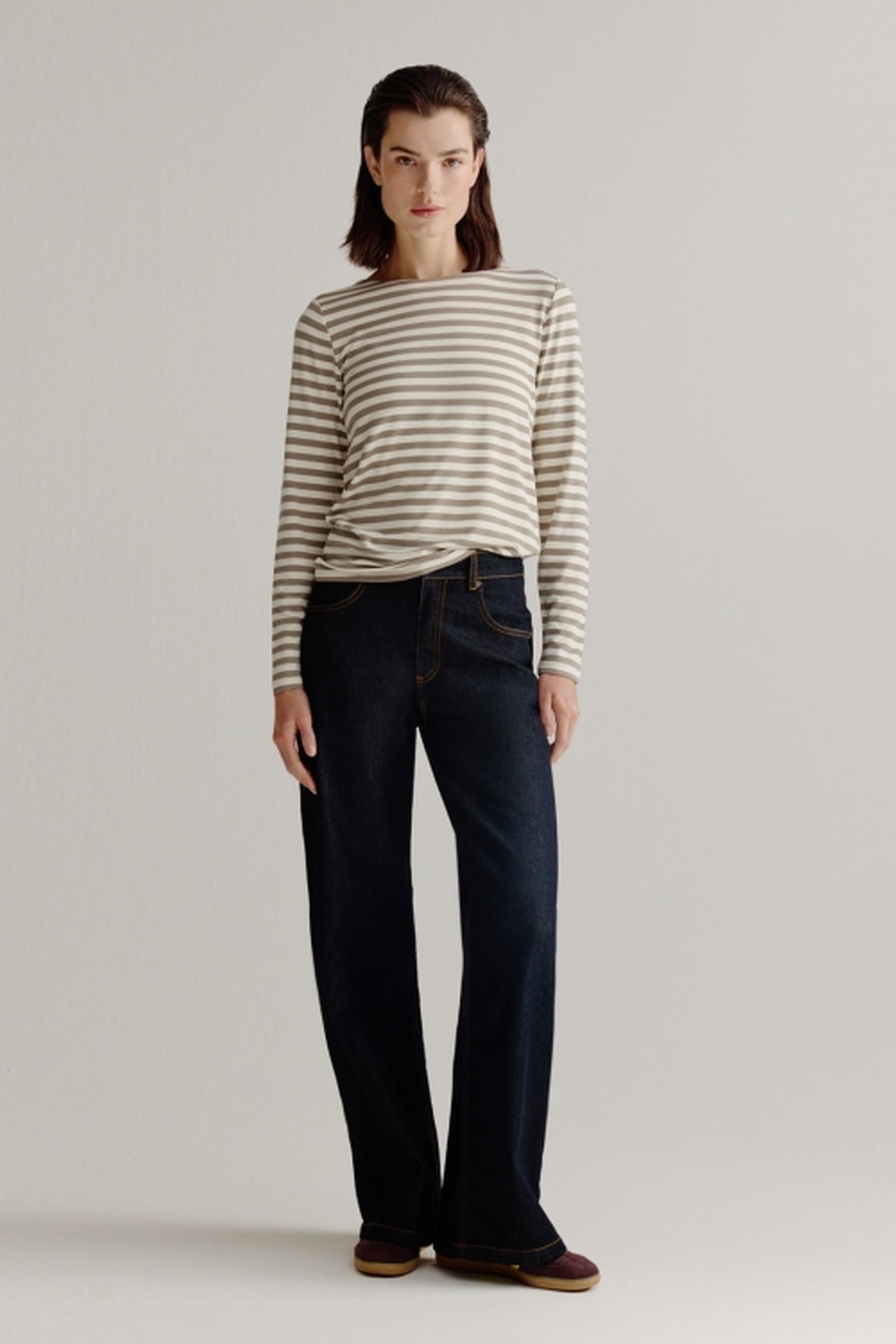 ALINE T-SHIRT STRIPE LIGHT KHAKI 2