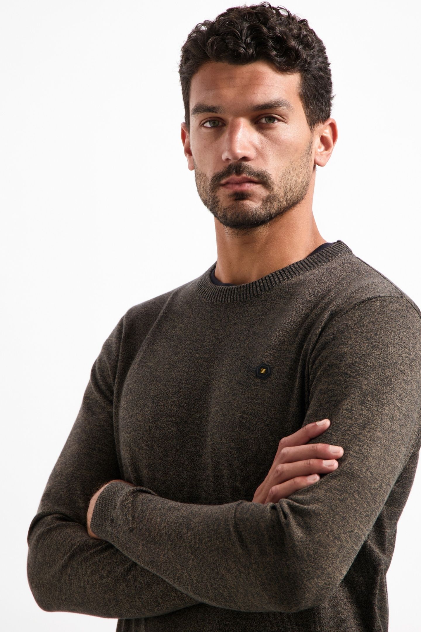 PULLOVER CREWNECK 2 COLOURED MELANGE TAUPE 2