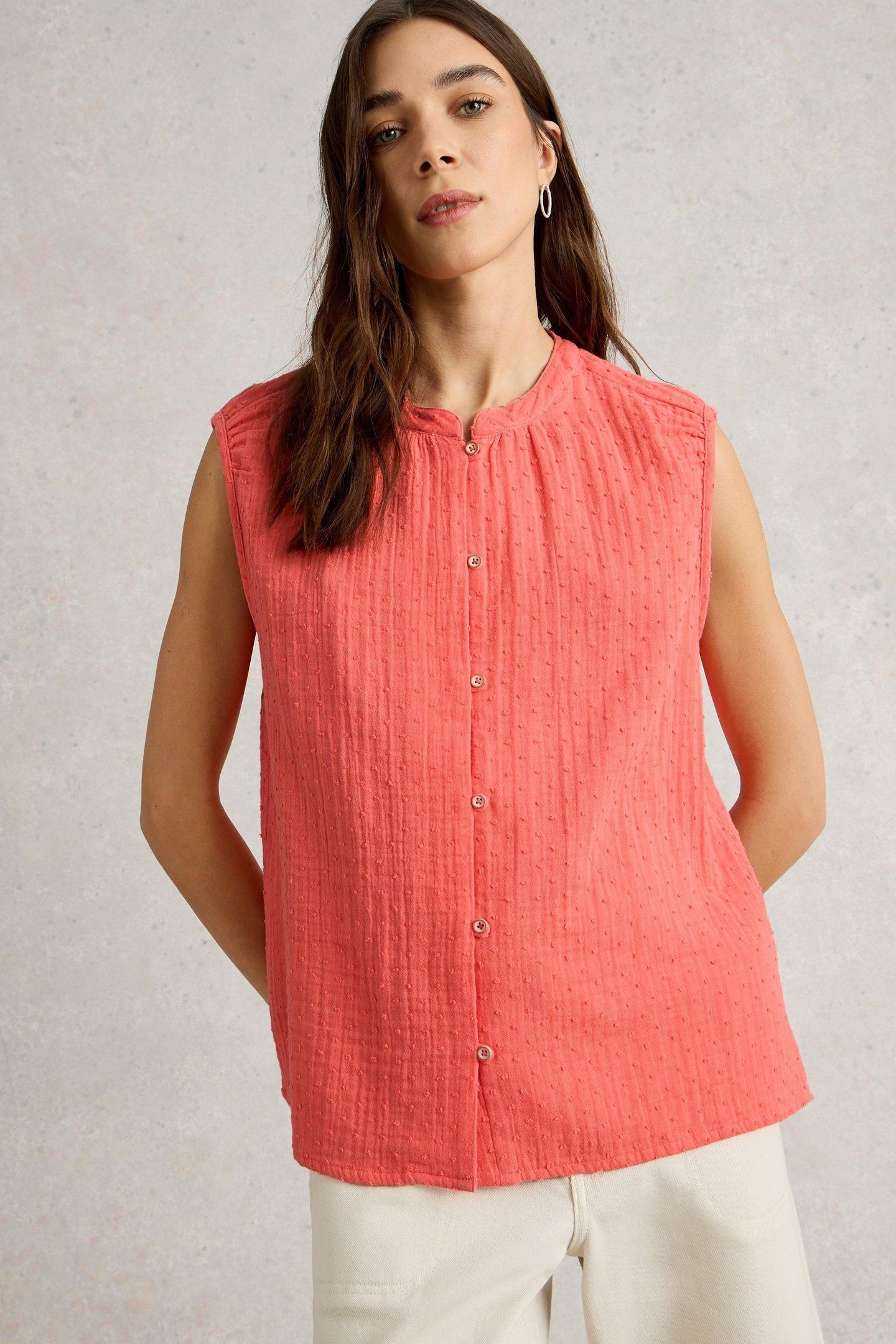 YASMIN DOUBLE CLOTH VEST BRIGHT PINK 2