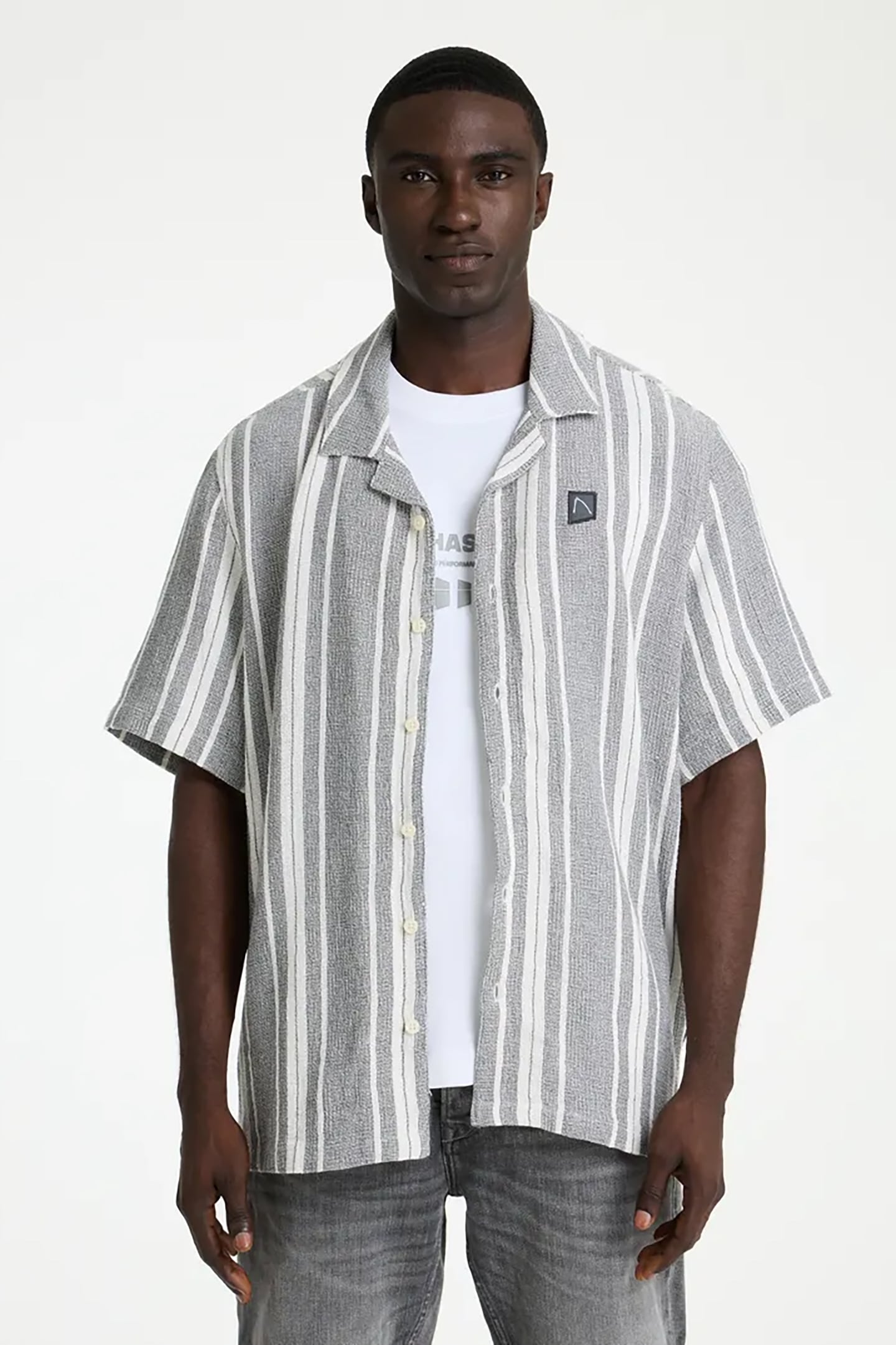 DOBY STRIPE SHIRT SHORT SLEEVE IRON GATE 1