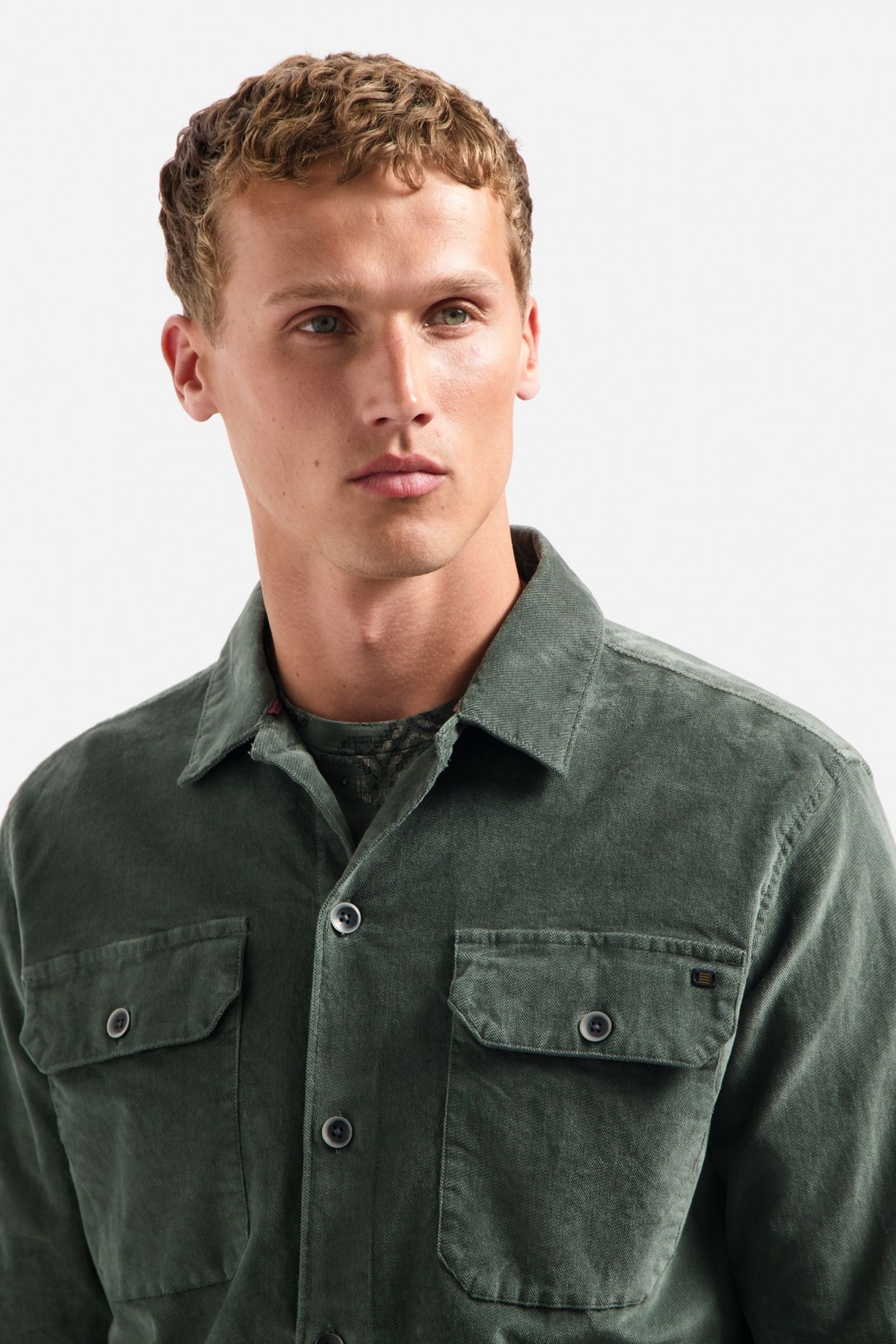 OVERSHIRT BUTTONS TWILL DARK GREEN 6