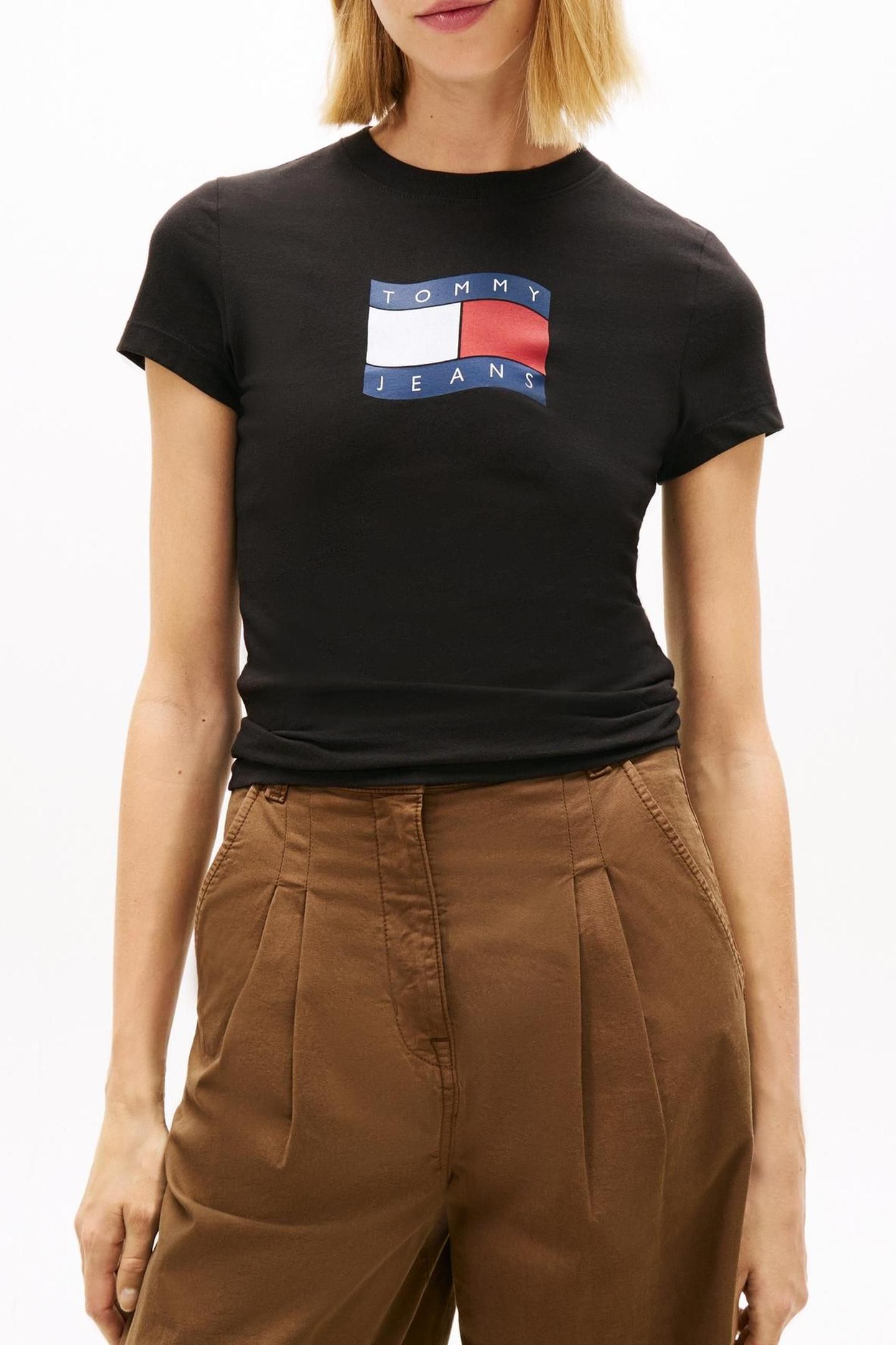 SLIM WAVY FLAG TEE BLACK 1