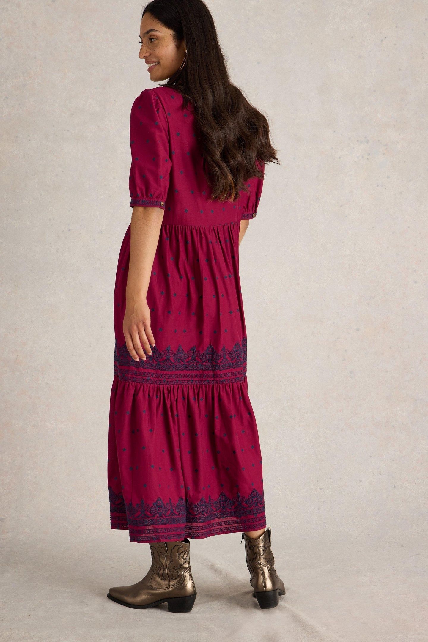 POLLY EMBROIDERED DRESS RED MULTI 3