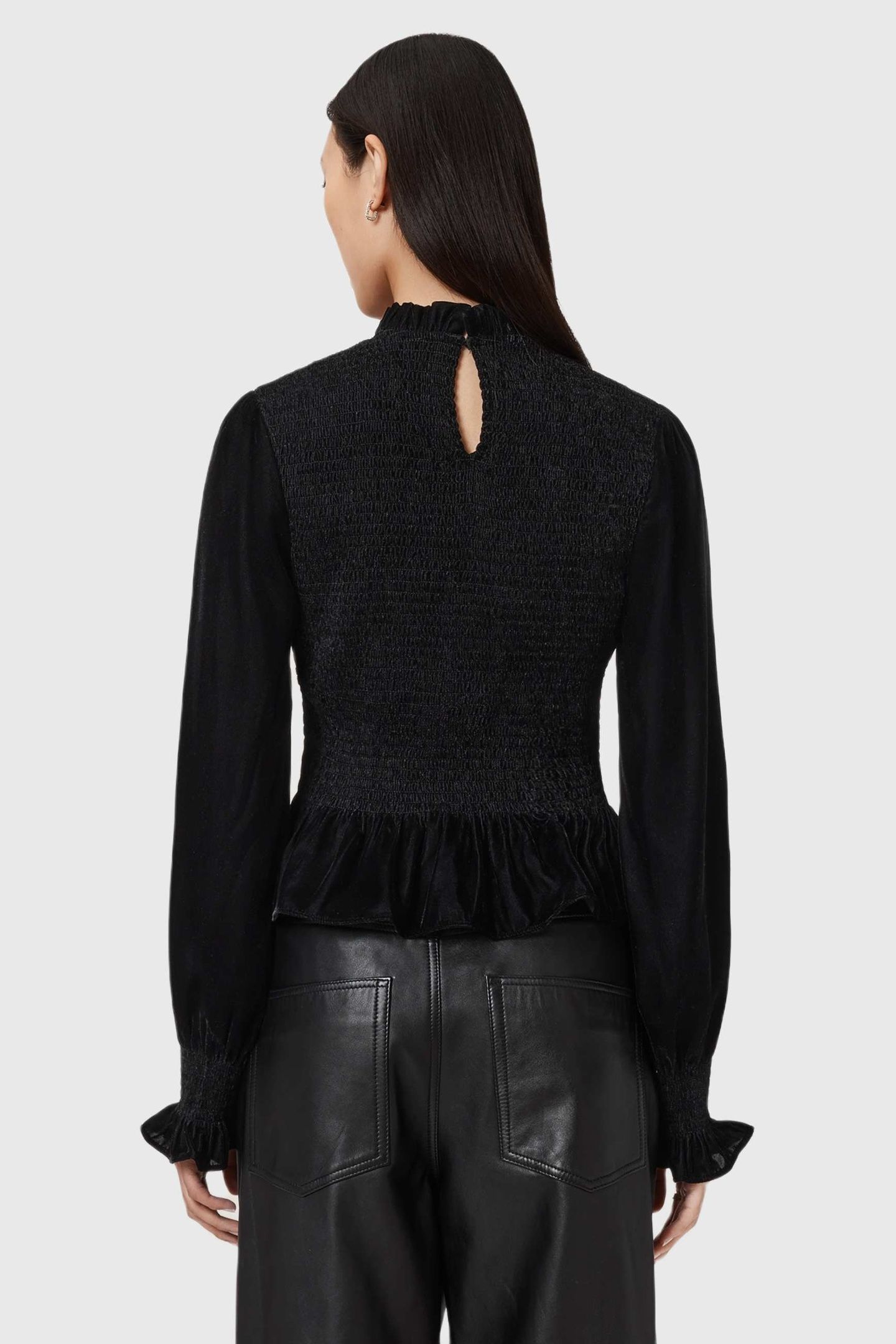 JUNO SHIRRED TOP VELVET BLACK 4