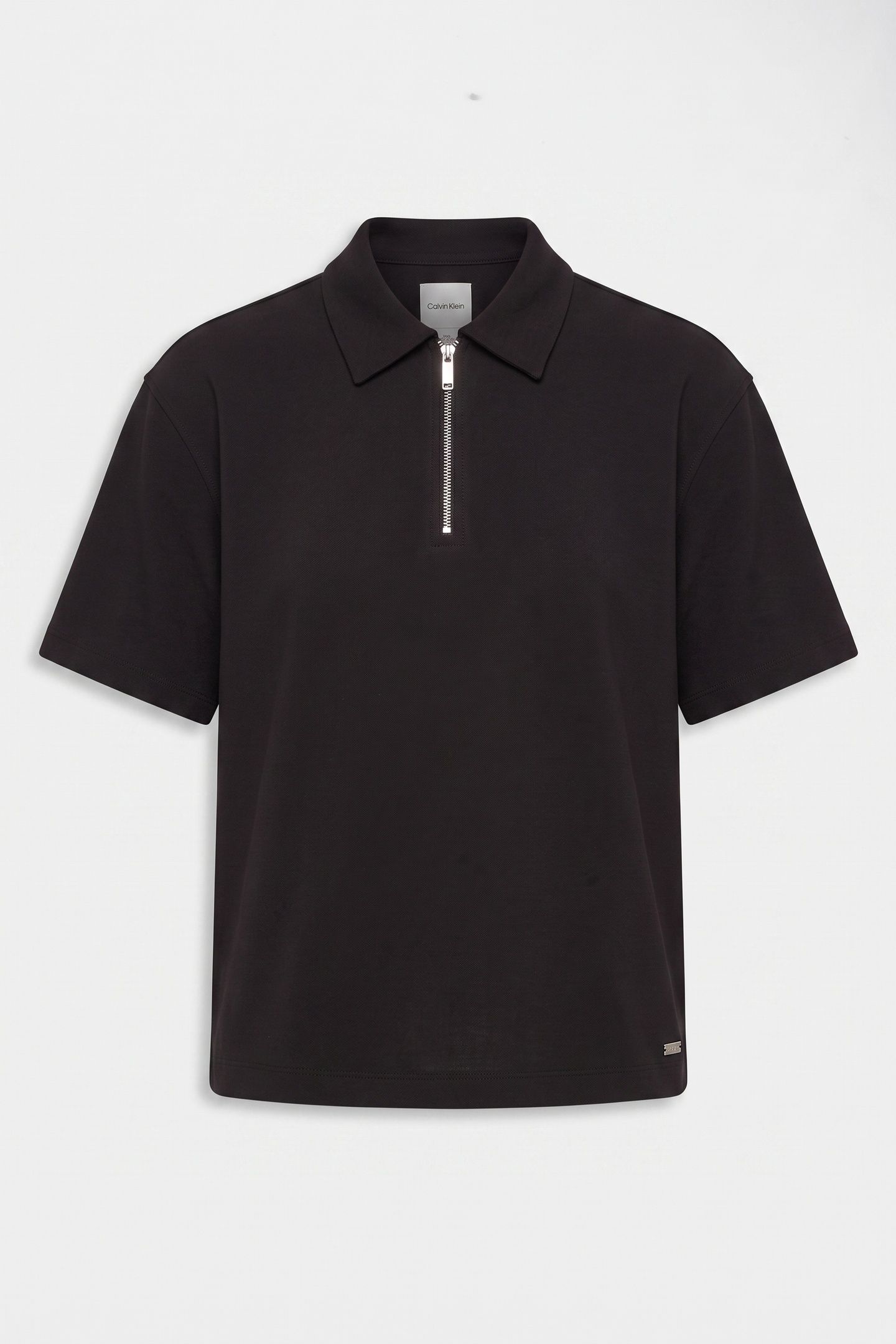 SHORT SLEEVE TAILORED KNIT COLLAR TOP BLACK 3