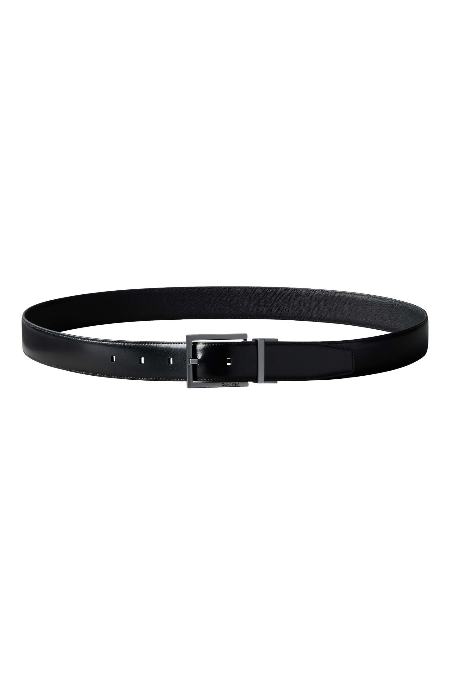 SQUARE BUCKLE SMOOTH BELT BLACK/DARK BROWN/MATTE GUNME 3