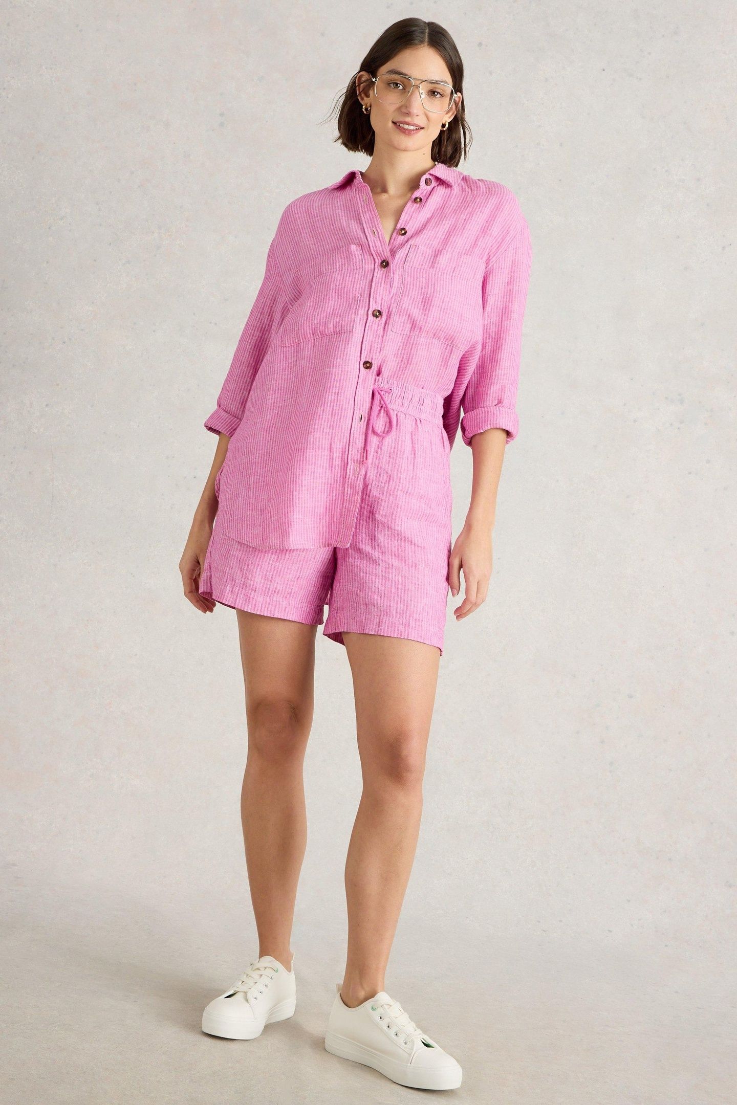 BELLE LINEN SHORT PINK MULTI 2