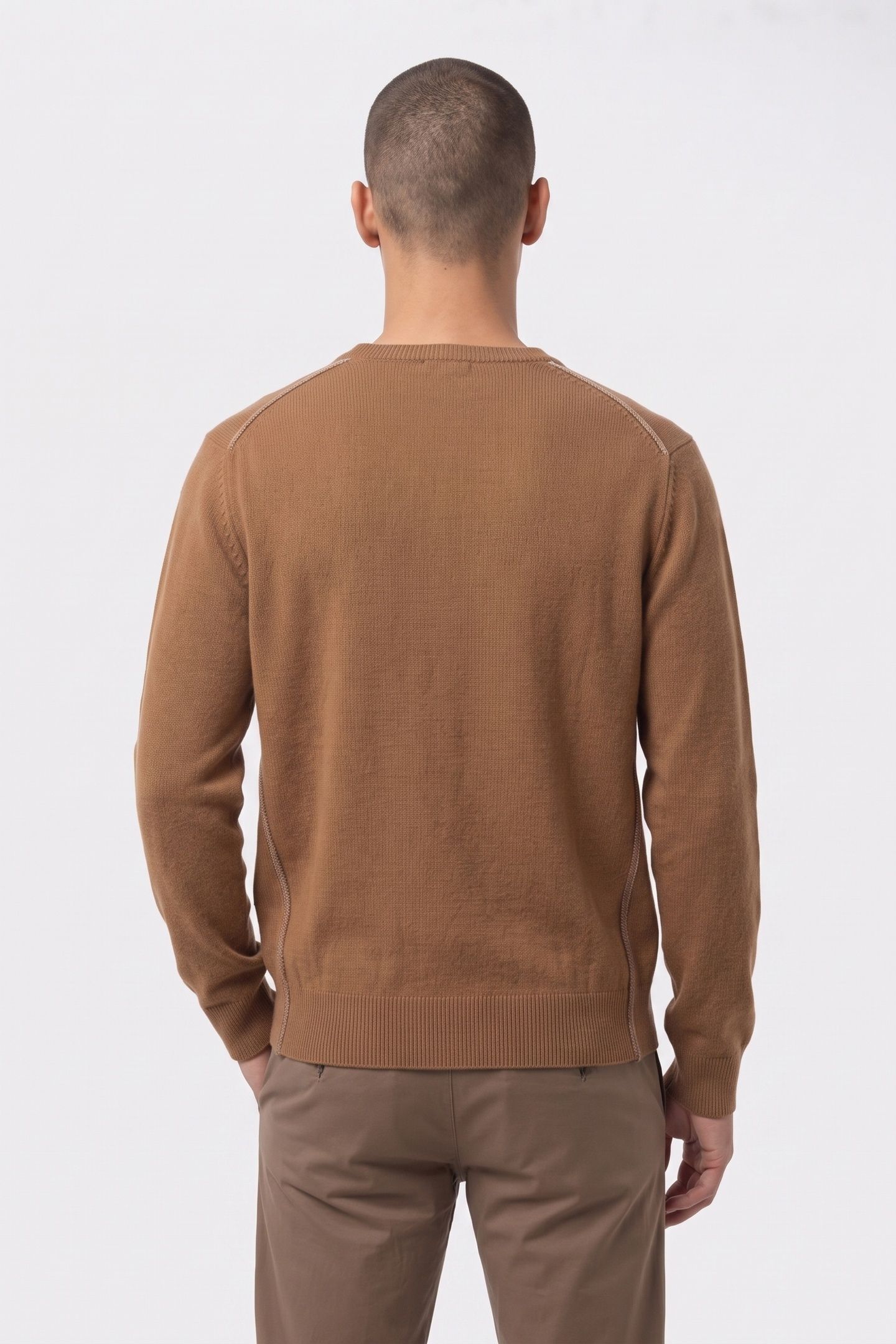 PULL COL ROUND DETAIL BRILLIANT DARK CAMEL 3