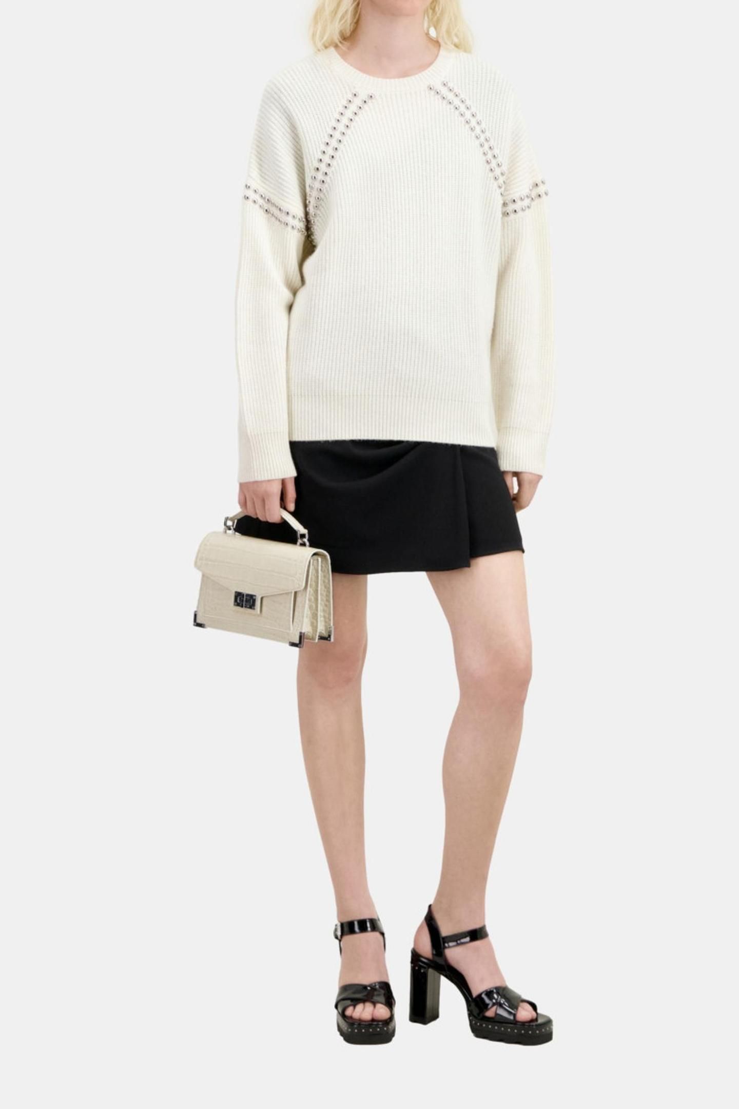 ROUND NECK SWEATER WITH STUD DETAILS ECRU 2
