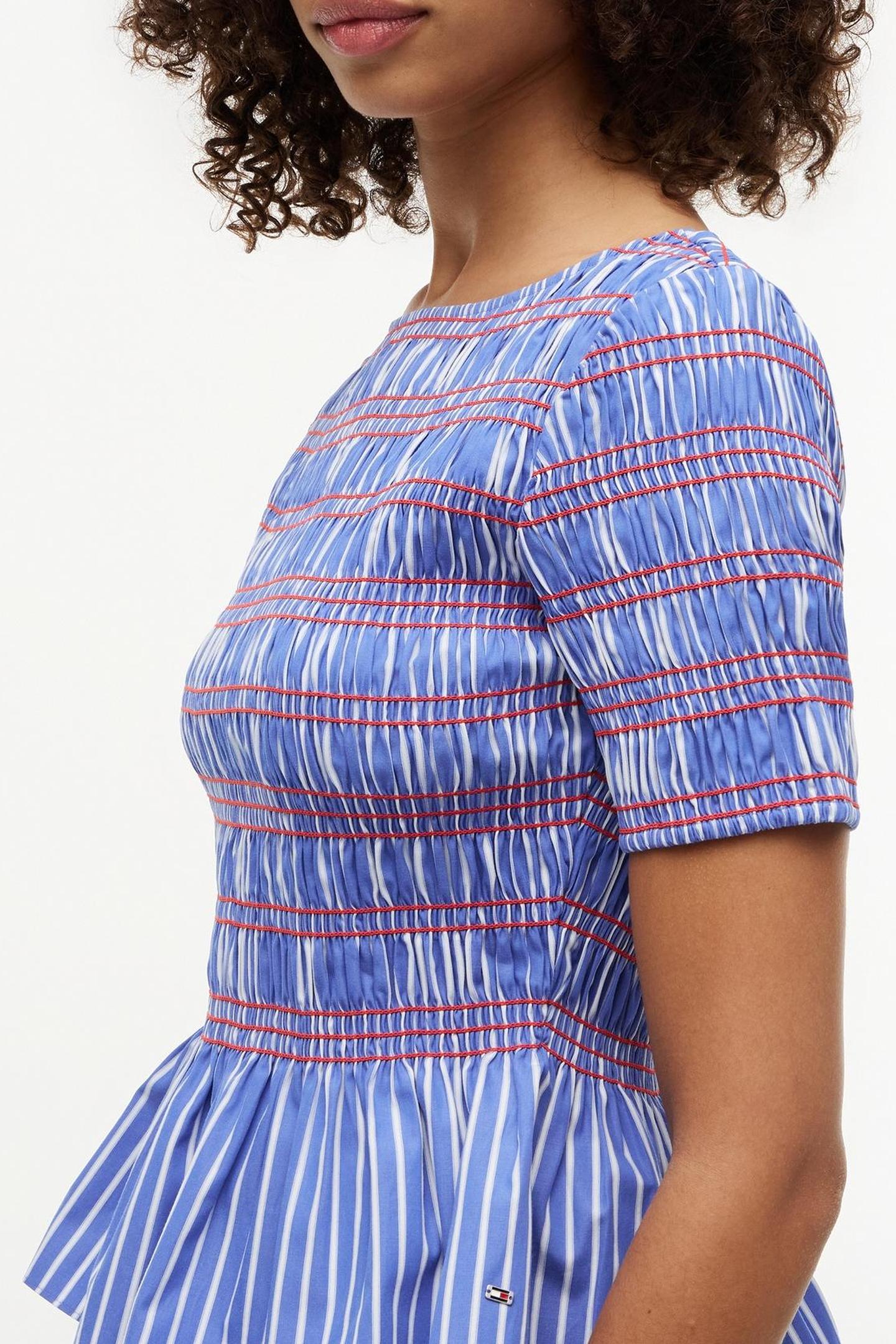 SMOCKING STRIPE BOAT NECK TOP STACKING STP/VERONA BLUE 5
