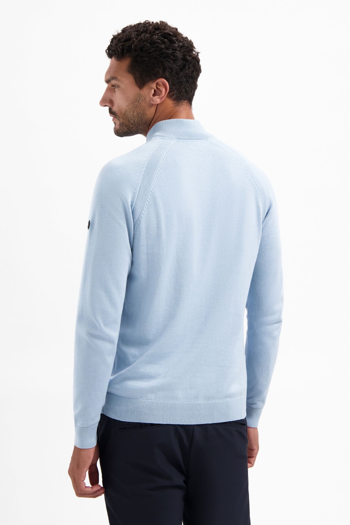 PULLOVER HALF ZIP HIGH COLLAR SOLID DUSTY BLUE 3