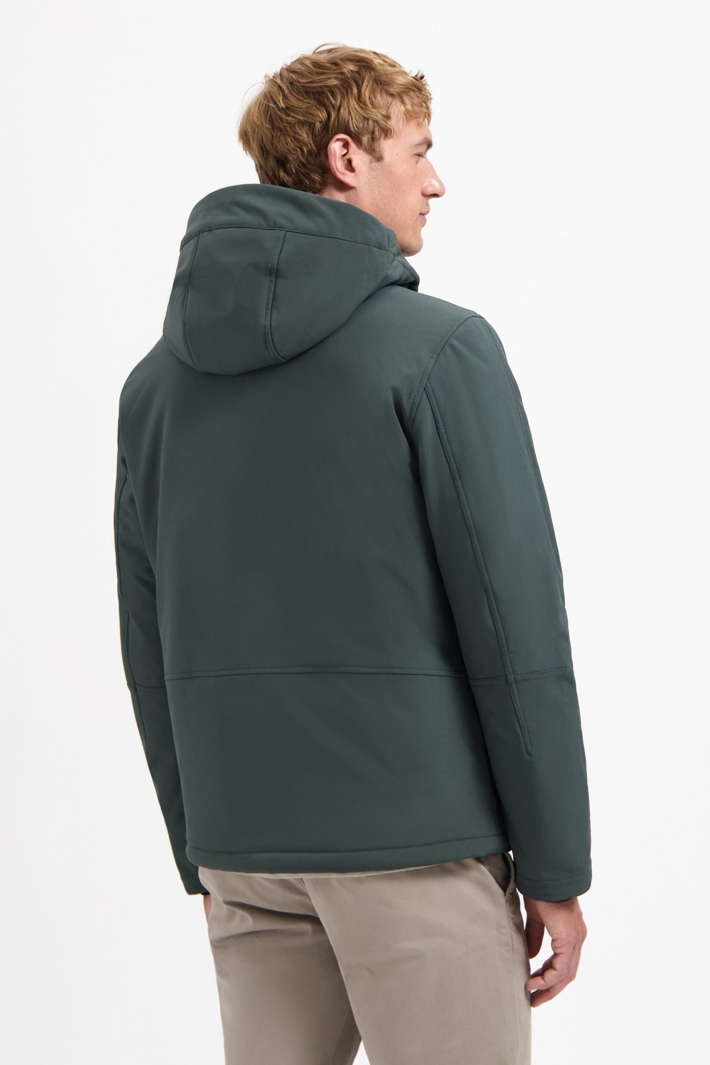 JACKET SHORT FIT HOODED SOFTSHELL STRETCH DARK STEEL 2