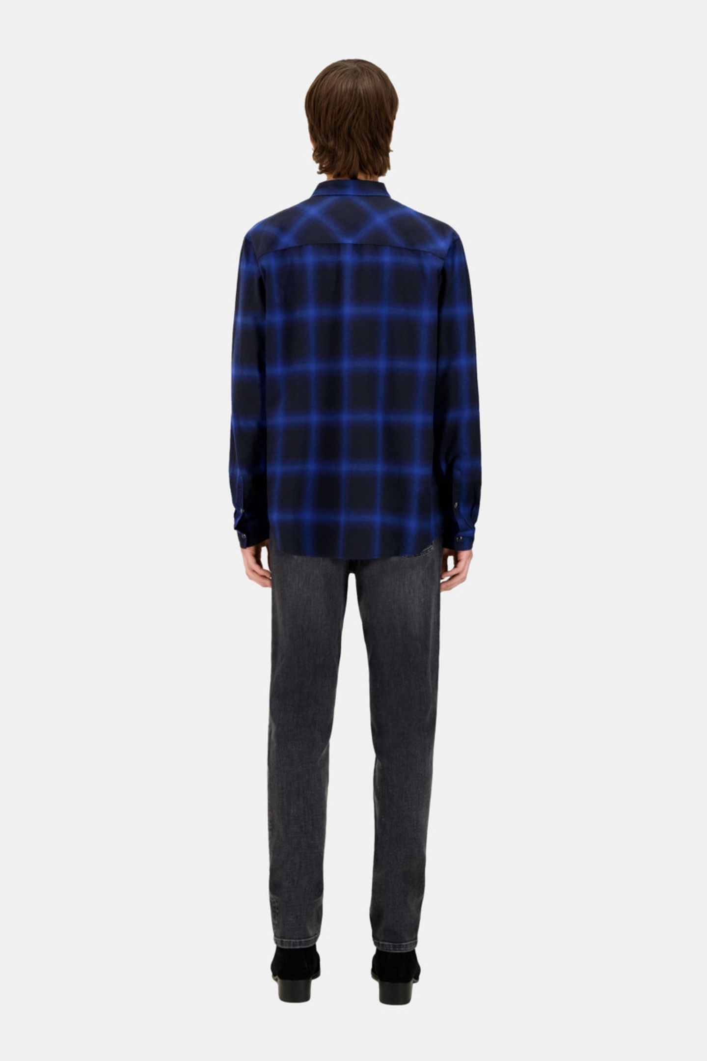 LONG-SLEEVED CHECKED SHIRT BLUE BLACK 4