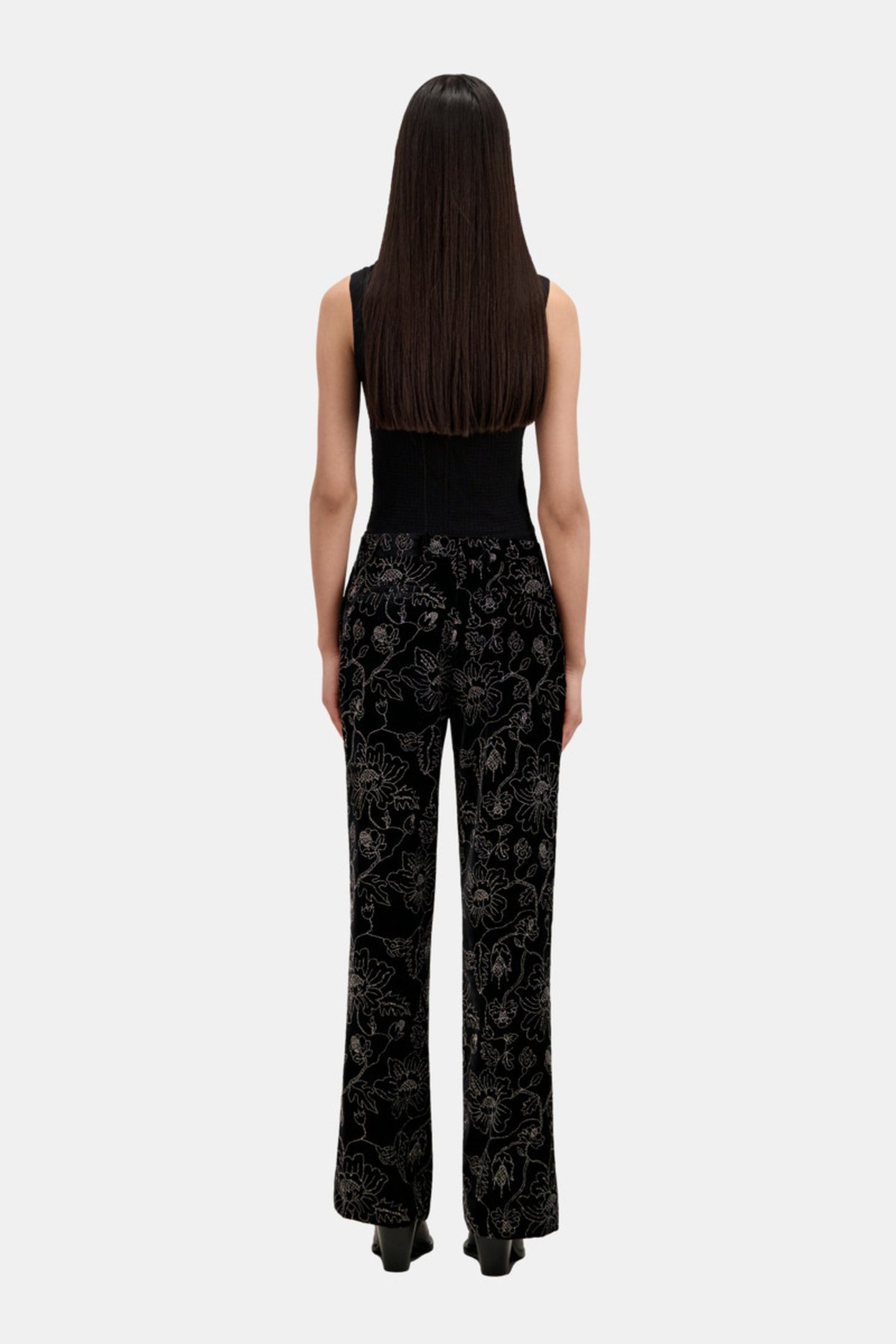 HIGH-WAIST VELVET SUIT TROUSERS WITH GLITTER BLACK 3