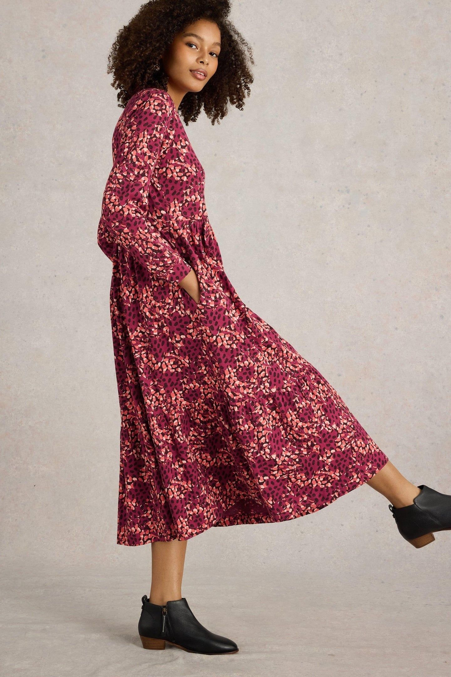 AIMEE JERSEY DRESS PLUM MULTI 1