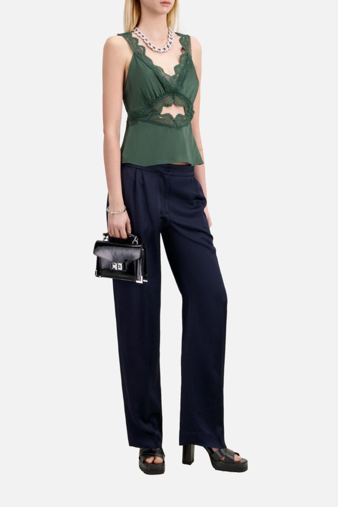 SILK TOP WITH GUIPURE WOOD KAKI 2