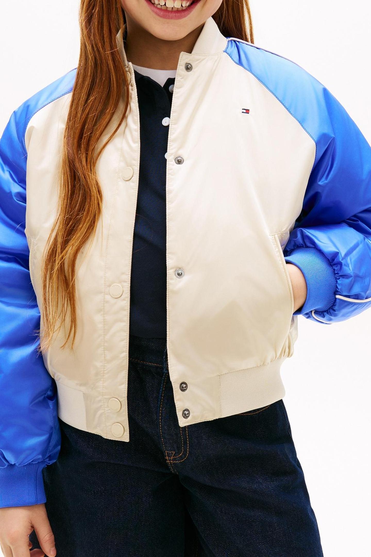 GIRLS BOMBER VARISTY CLASSIC BEIGE/EMPIRE BLUE 3